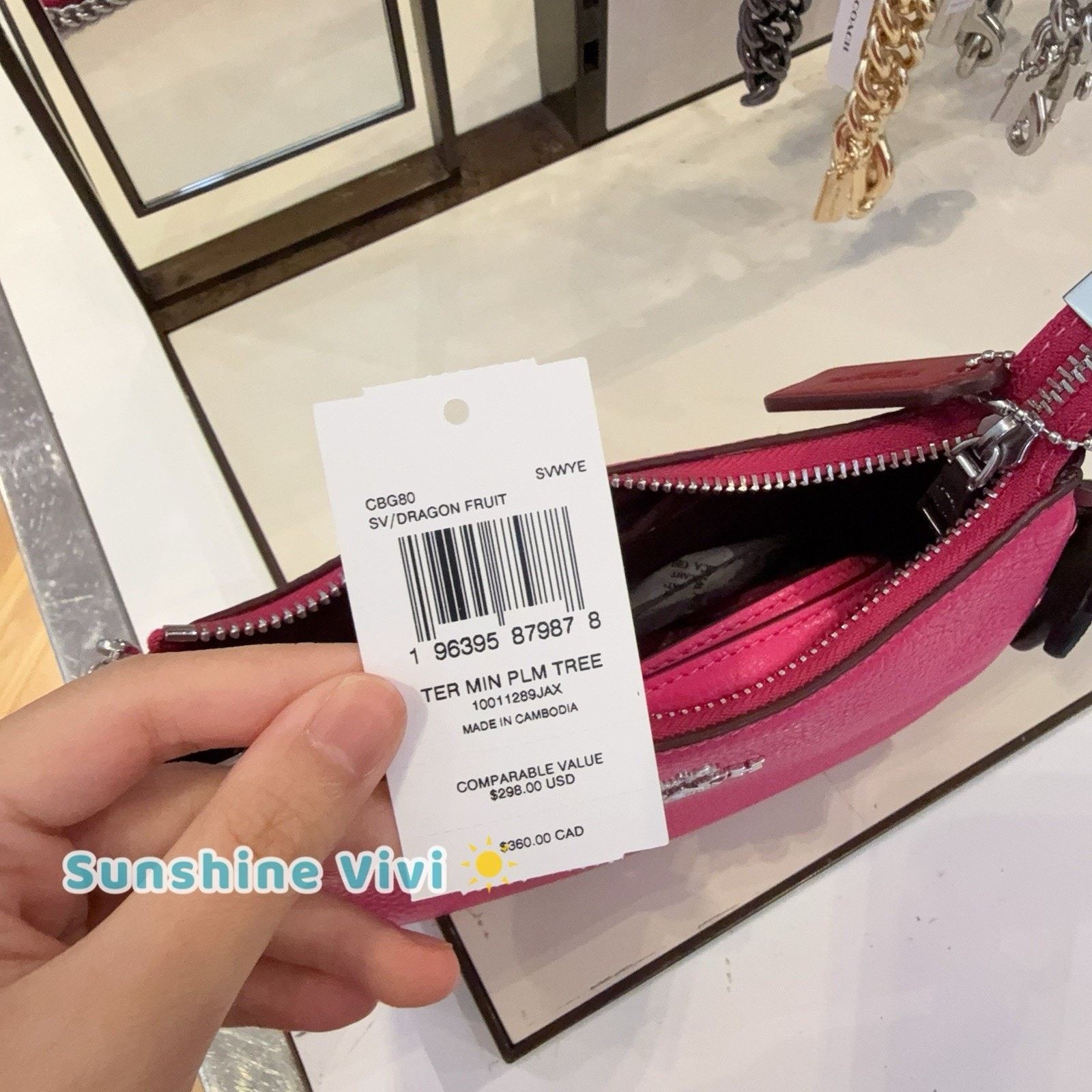 Coach NWT Coach Teri Mini Crossbody Tree Charm CBG80, Dragon Fruit Size ONE SIZE - 6 Thumbnail