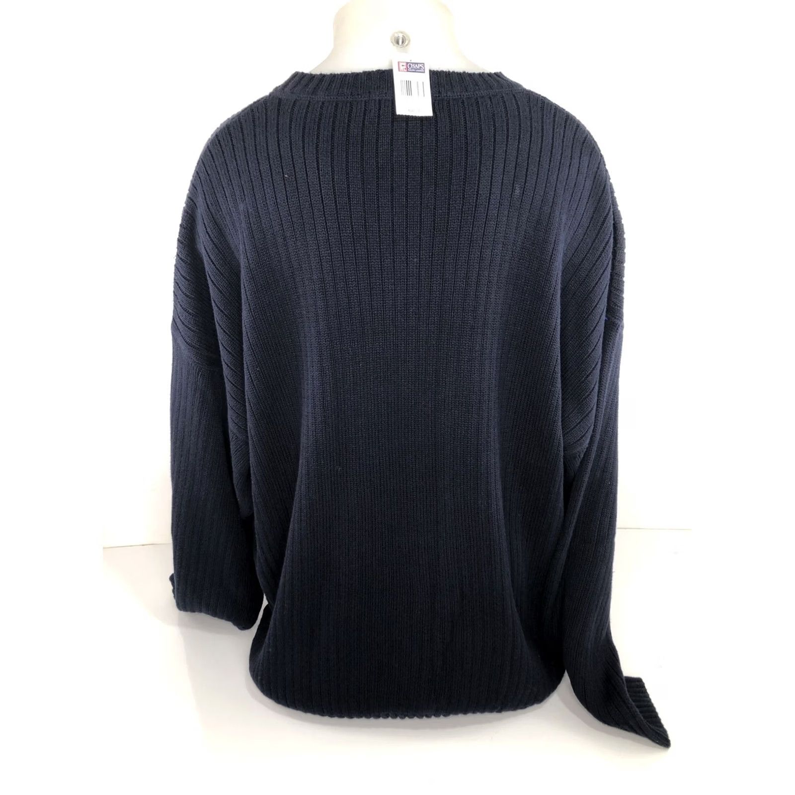 Chaps RALPH LAUREN / CHAPS Embroidered Crest Ribbed 3XLT Heavy Sweater Men Blue Pullover Knit Size US XXL / EU 58 / 5 - 4 Thumbnail