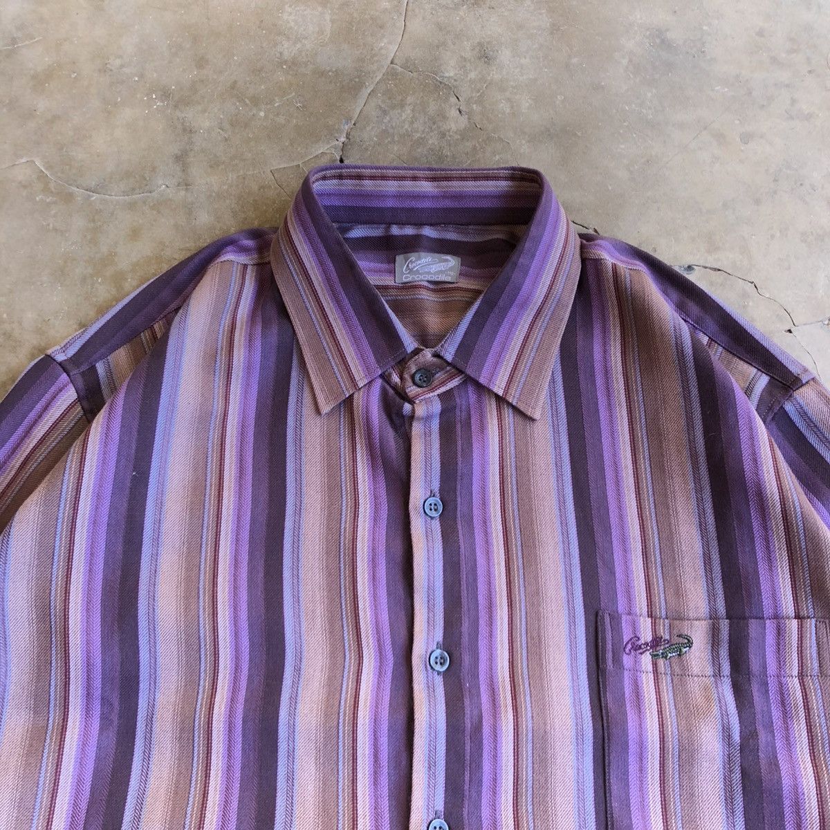 Japanese Brand 1990s Crocodile Stripe Button Up Shirt Vintage Style Size US L / EU 52-54 / 3 - 4 Thumbnail