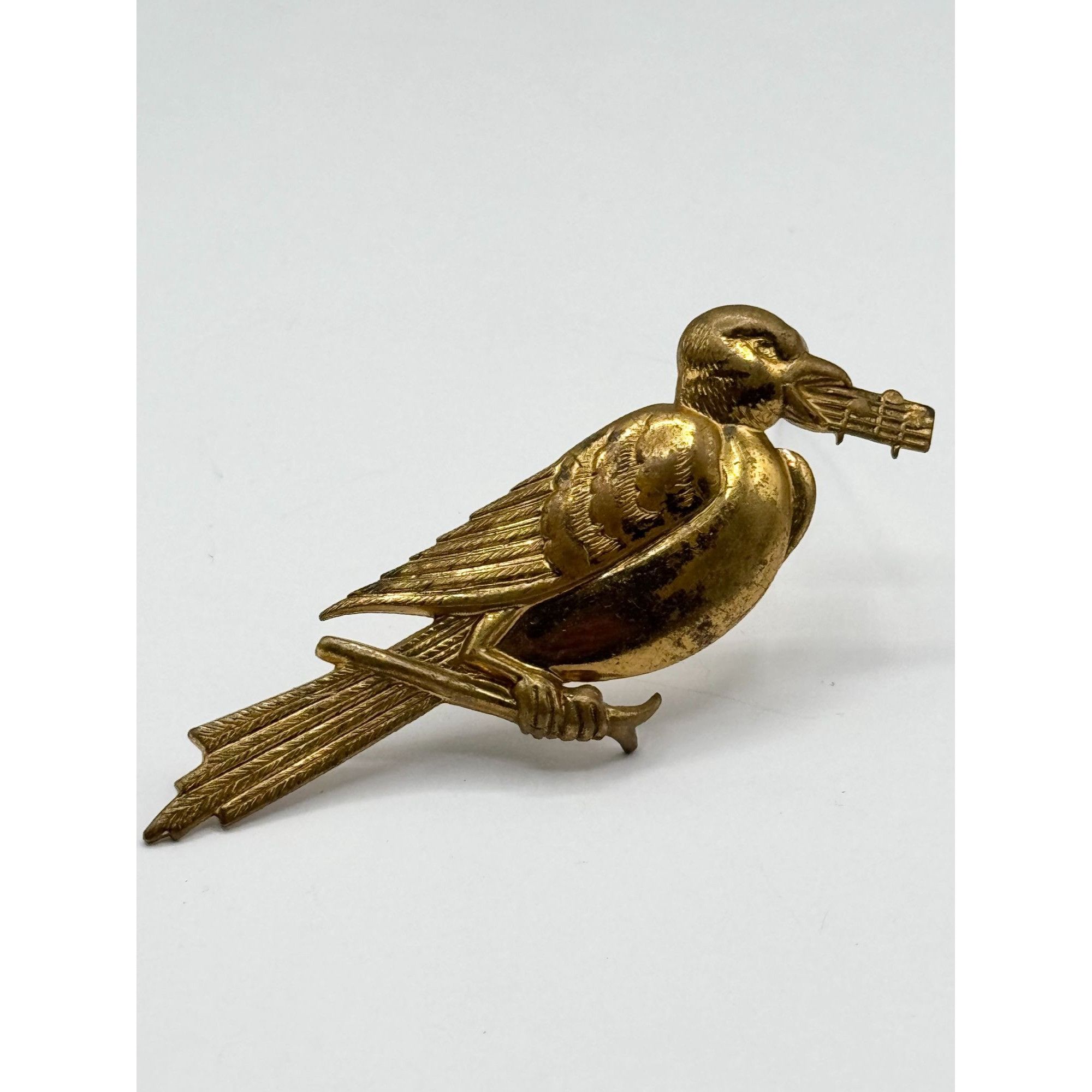 Vintage Estate singing bird metal brooch pin Size ONE SIZE - 2 Thumbnail