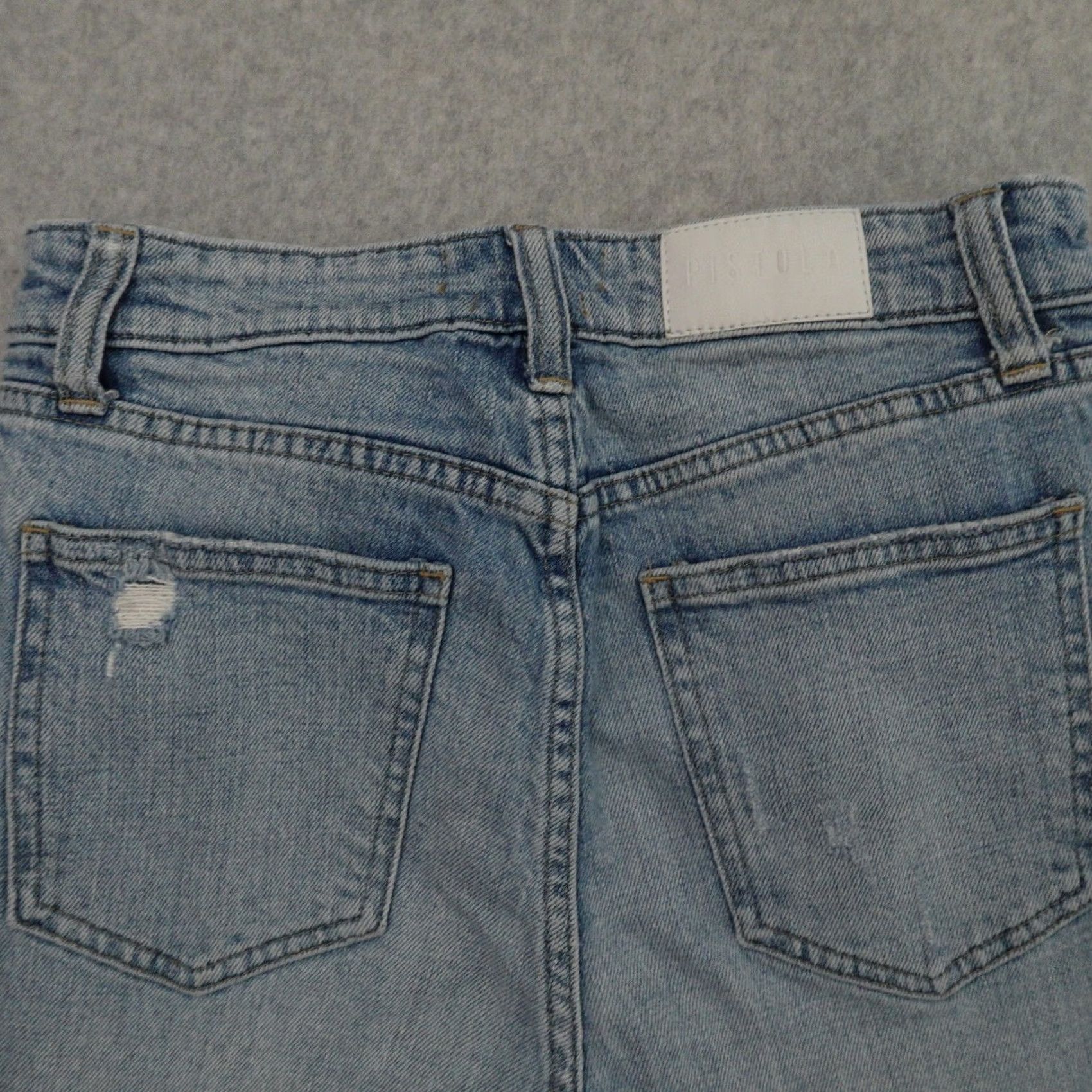 Pistola PISTOLA Jeans Womens 27 High Rise Light Wash Distressed Button Fly Straight Jeans Size 27" / US 4 / IT 40 - 3 Thumbnail