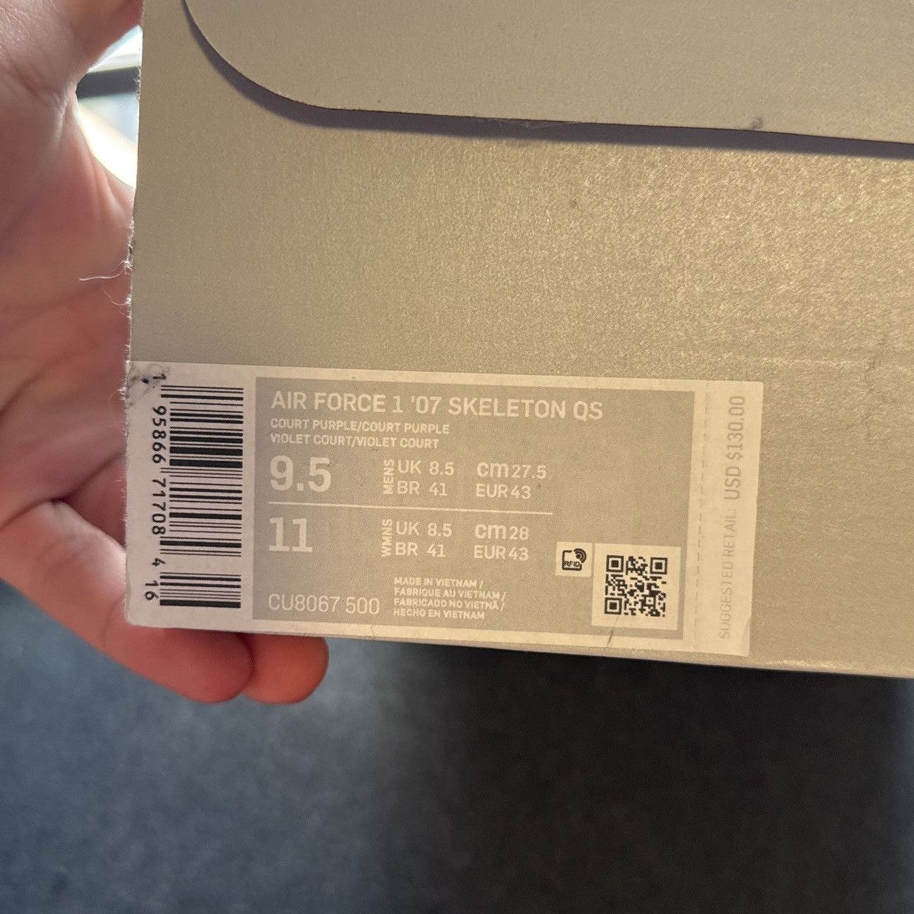 Nike Nike Air Force 1 Low Purple Skeleton Size US 9.5 / EU 42-43 - 6 Thumbnail