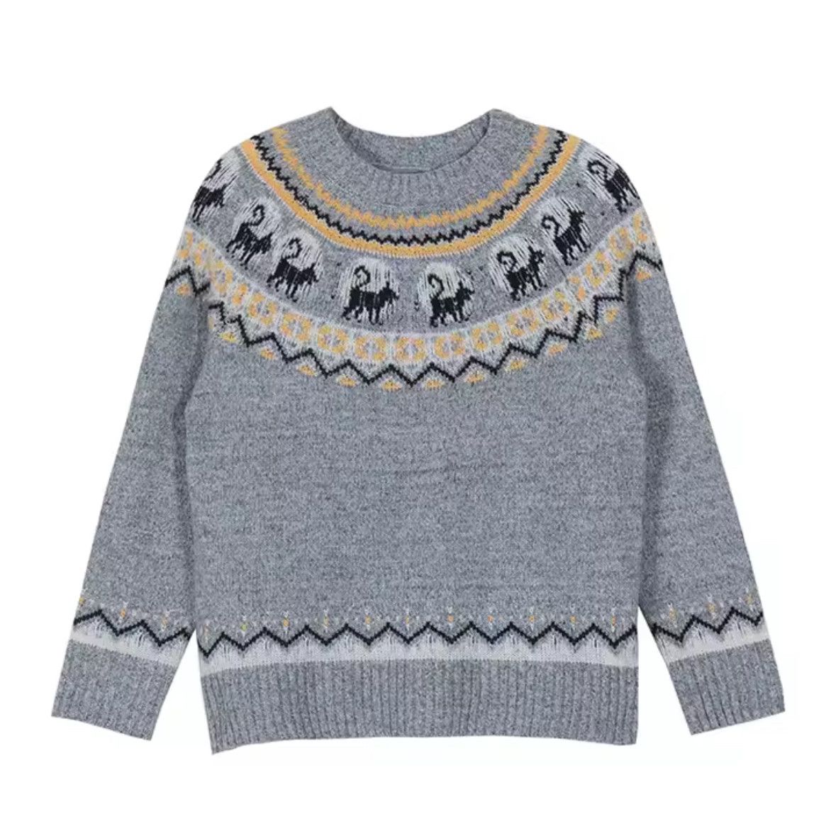 Other Retro Loose Black Cat Sweater Jacquard Knitted Sweatshirt Size 3XL / US 20-22 - 5 Thumbnail