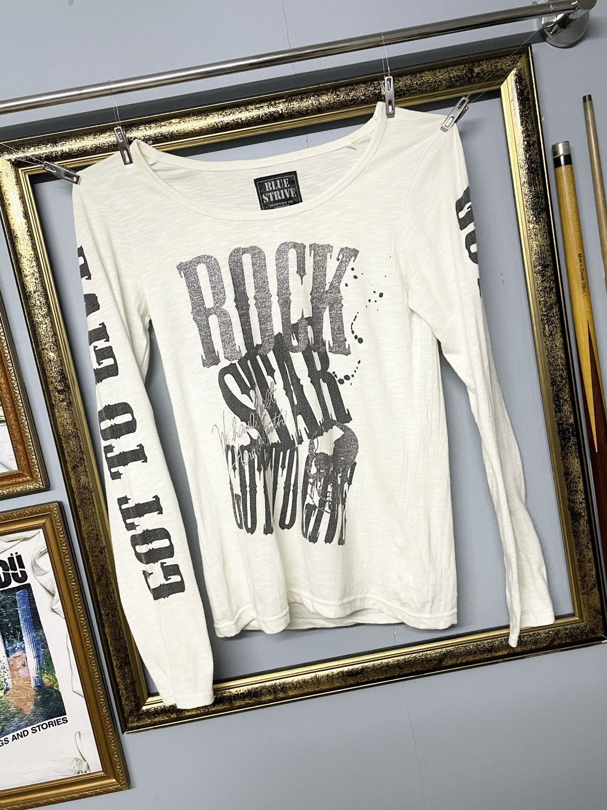 Hysteric Glamour Vintage 90s Japan Designer Blue Strive Rock Start Skull Tee Size US XS / EU 42 / 0 - 2 Thumbnail