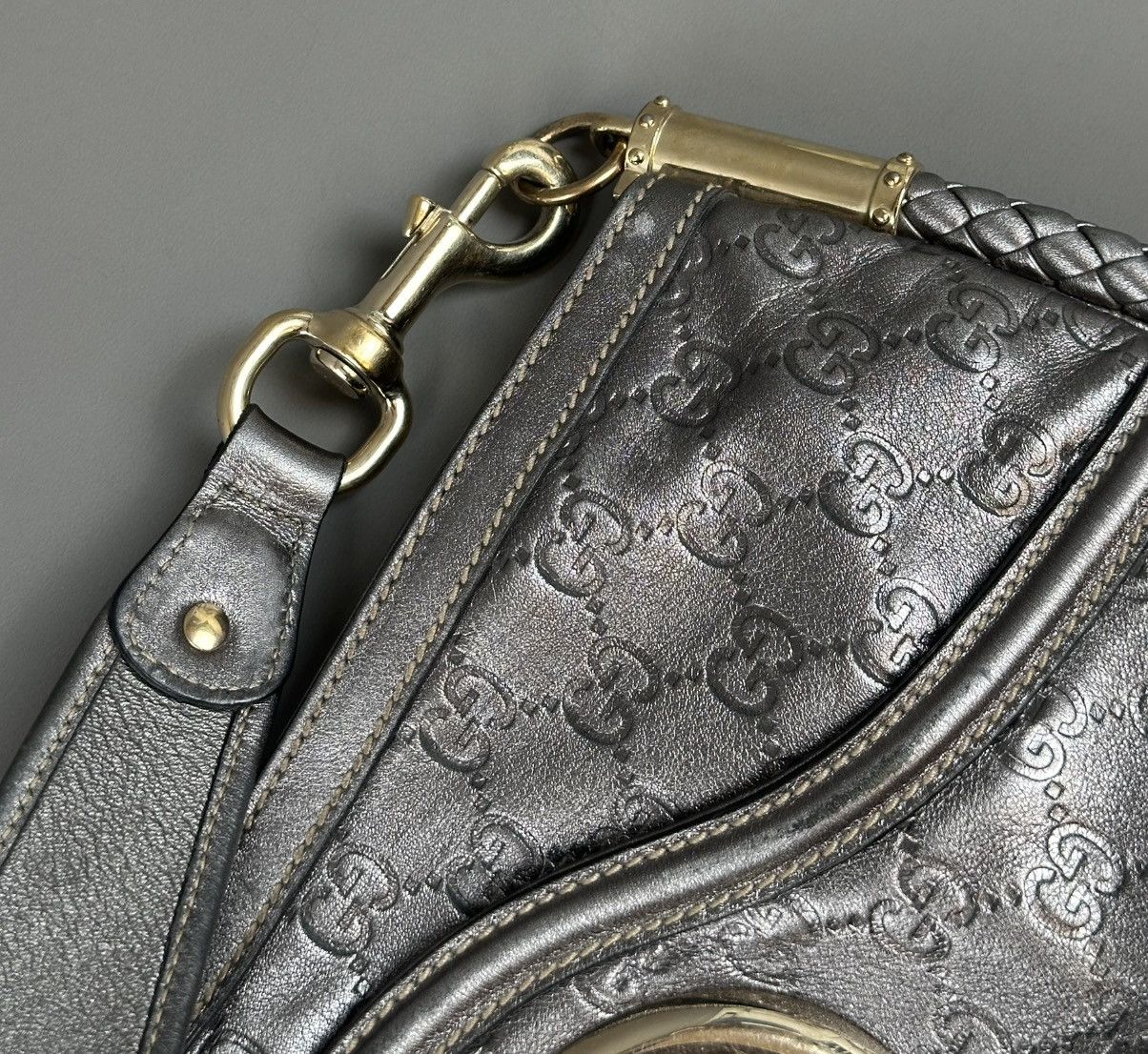 Gucci Gucci - Britt Metallic Silver - Guccissima Shoulder Bag Size ONE SIZE - 7 Thumbnail
