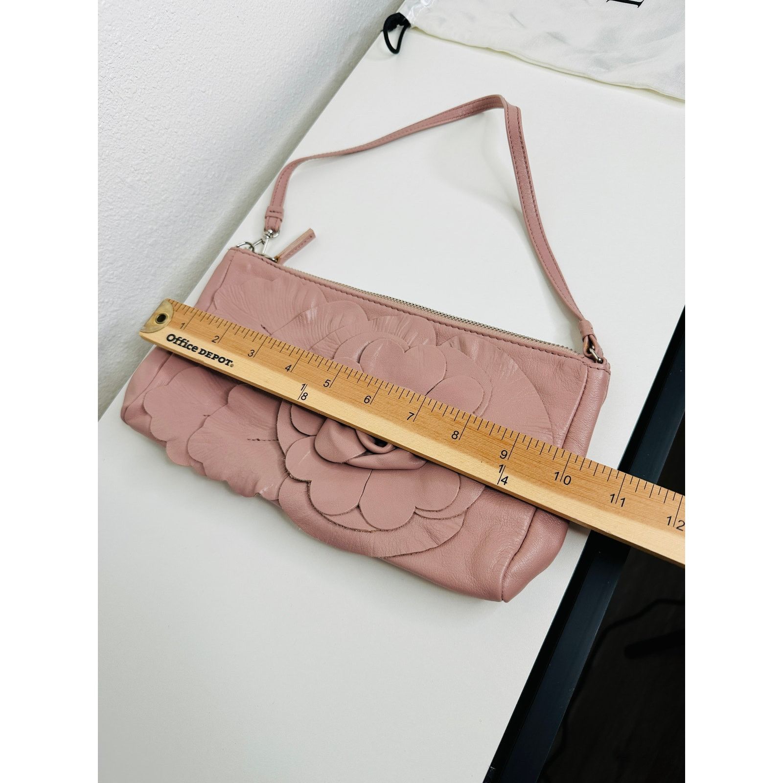 Furla NWOT Furla Dusty Pink Floral Leather Embellished Handbag Size ONE SIZE - 13 Thumbnail
