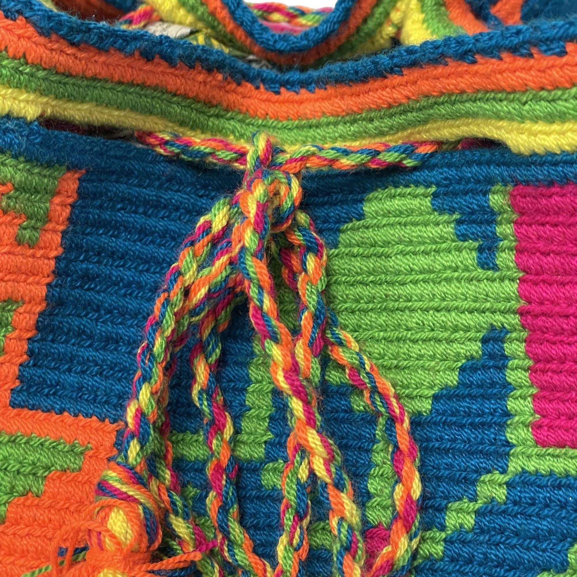 Other Vtg Wayuu Mochila NEON HandBag Hippie FLOWER POWER Purse Size ONE SIZE - 5 Thumbnail