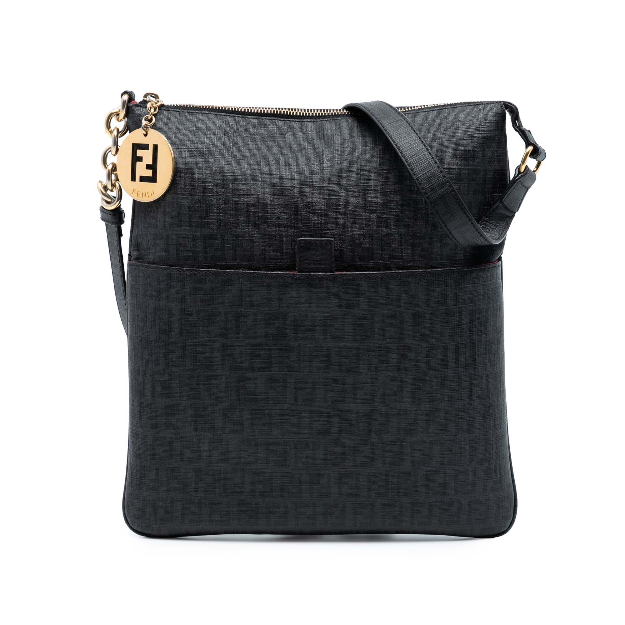 Fendi Fendi Zucchino Coated Canvas Charm Zip Crossbody Size ONE SIZE - 1 Thumbnail