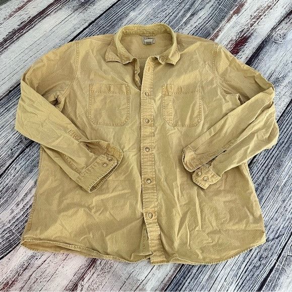 L.L. Bean Vintage L.L. Bean Butter Yellow Cotton Casual Button-Up Shir Size US XL / EU 56 / 4 - 2 Thumbnail