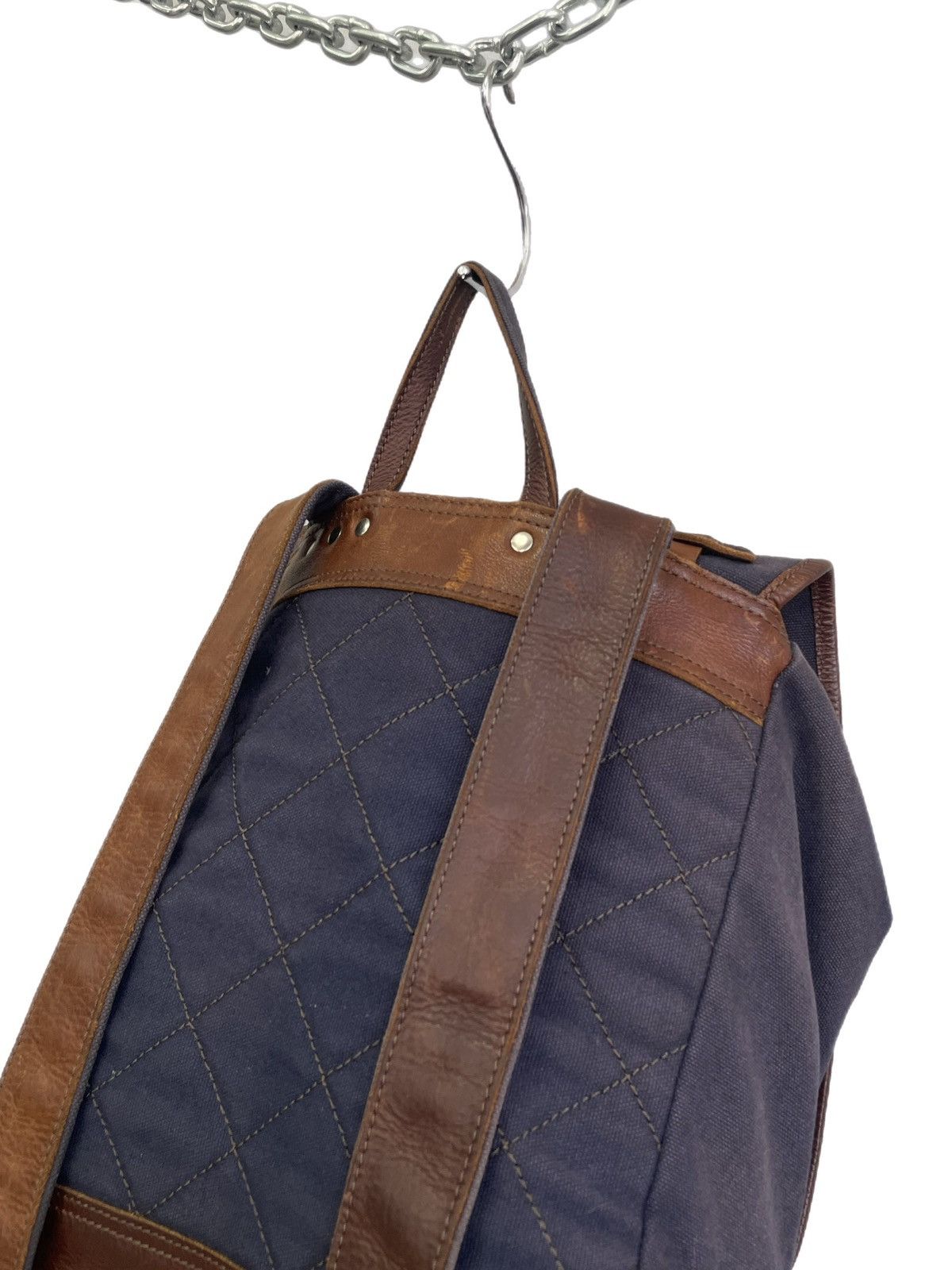 Japanese Brand Diesel style canvas leather backpack Y2K explorer style 90s Size ONE SIZE - 9 Thumbnail