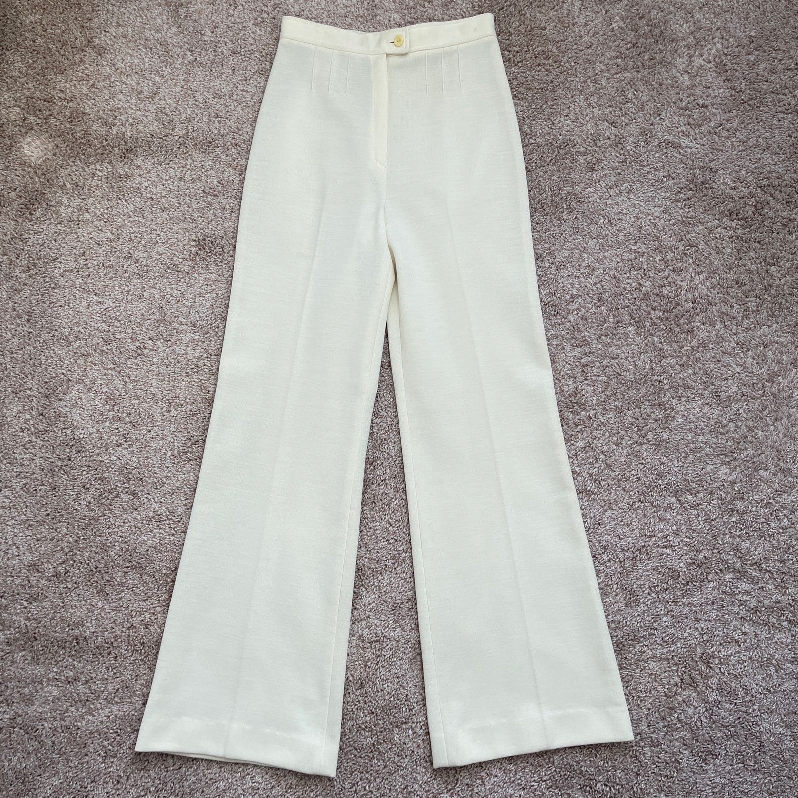Vintage VTG 70’s Cream Blazer Jacket & High Waist Pants Suit Set XS Size 24" / US 00 / IT 34 - 16 Thumbnail