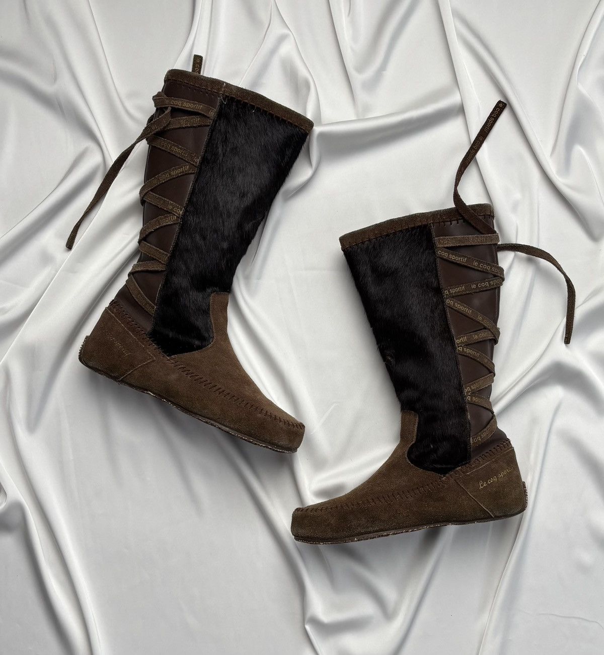 Le Coq Sportif × Vintage Le Coq Sportif vintage hairy lace up boots Size US 7 / IT 37 - 1 Thumbnail