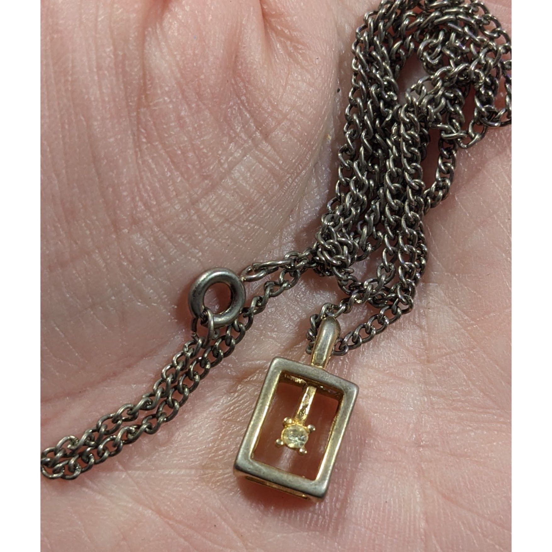 Other Vintage Gold Tone Caged Rhinestone Pendant Necklace Size ONE SIZE - 6 Thumbnail