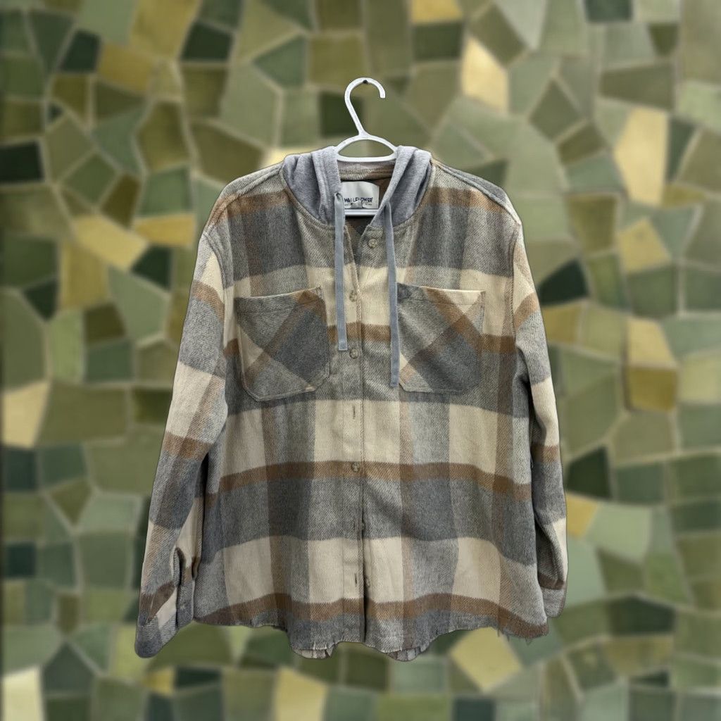Vintage Wallflower Womens Jacket XL Brown Plaid Hooded Button Up Flannel Size XL / US 12-14 / IT 48-50 - 1 Thumbnail