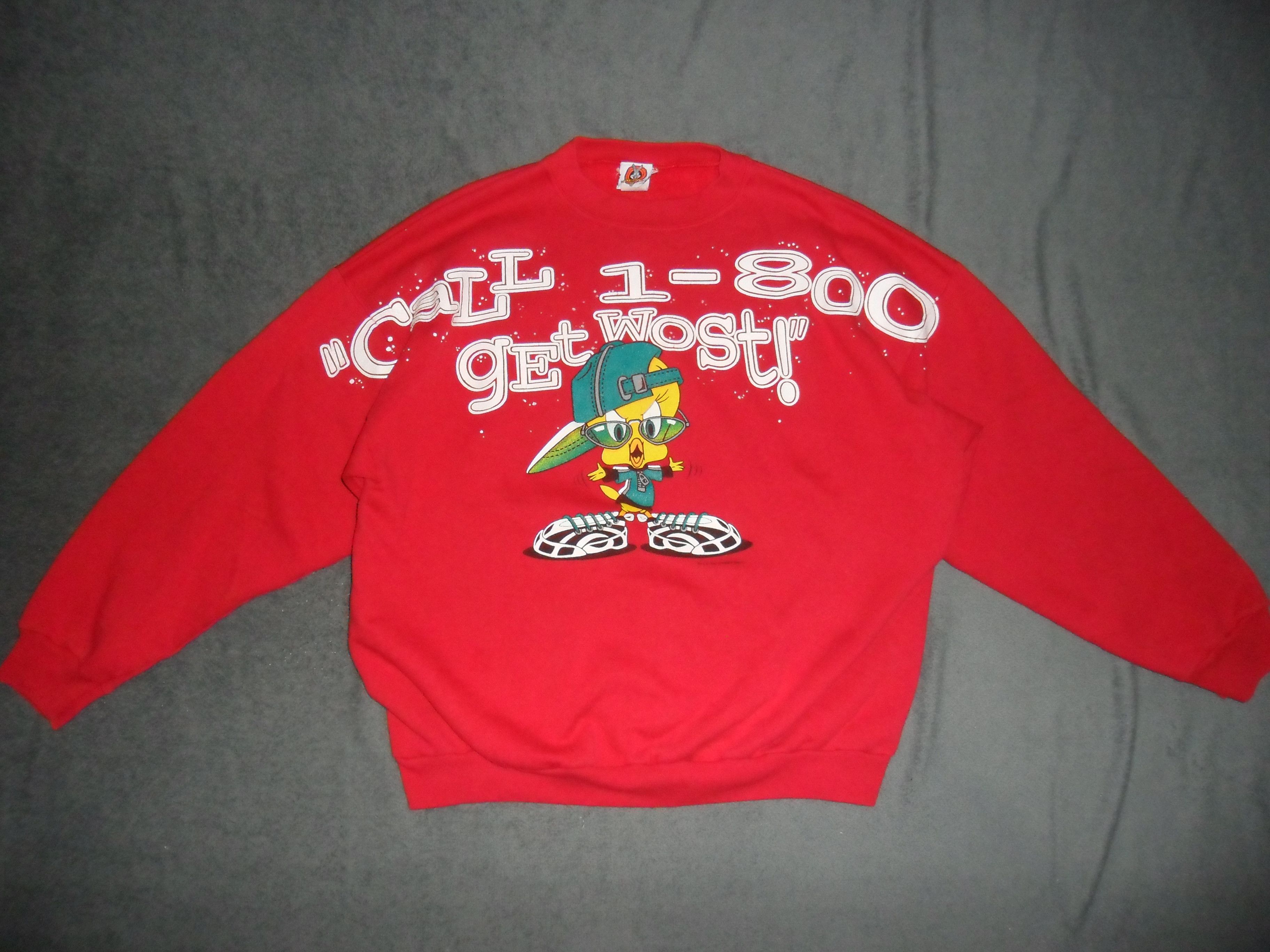 image of Made In USA x Vintage Oversized 1997 Looney Tunes Twitti Sweatshirt in Red, Men's (Size XL)