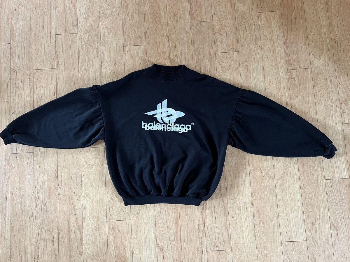 Balenciaga Balenciaga Black Double Logo Crewneck Sweatshirt Demna Size US L / EU 52-54 / 3 - 1 Thumbnail