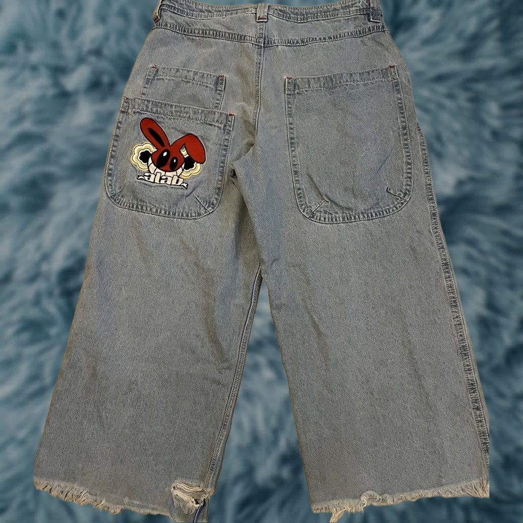 Vintage ALAB Distress Baggy Jeans 36 Sk es Rave Grunge Punk Vintage 90s Y2K Jnco Interstate Jeans Men Blue Wide-Leg Distressed 36 Mens Size US 36 / EU 52 - 1 Thumbnail