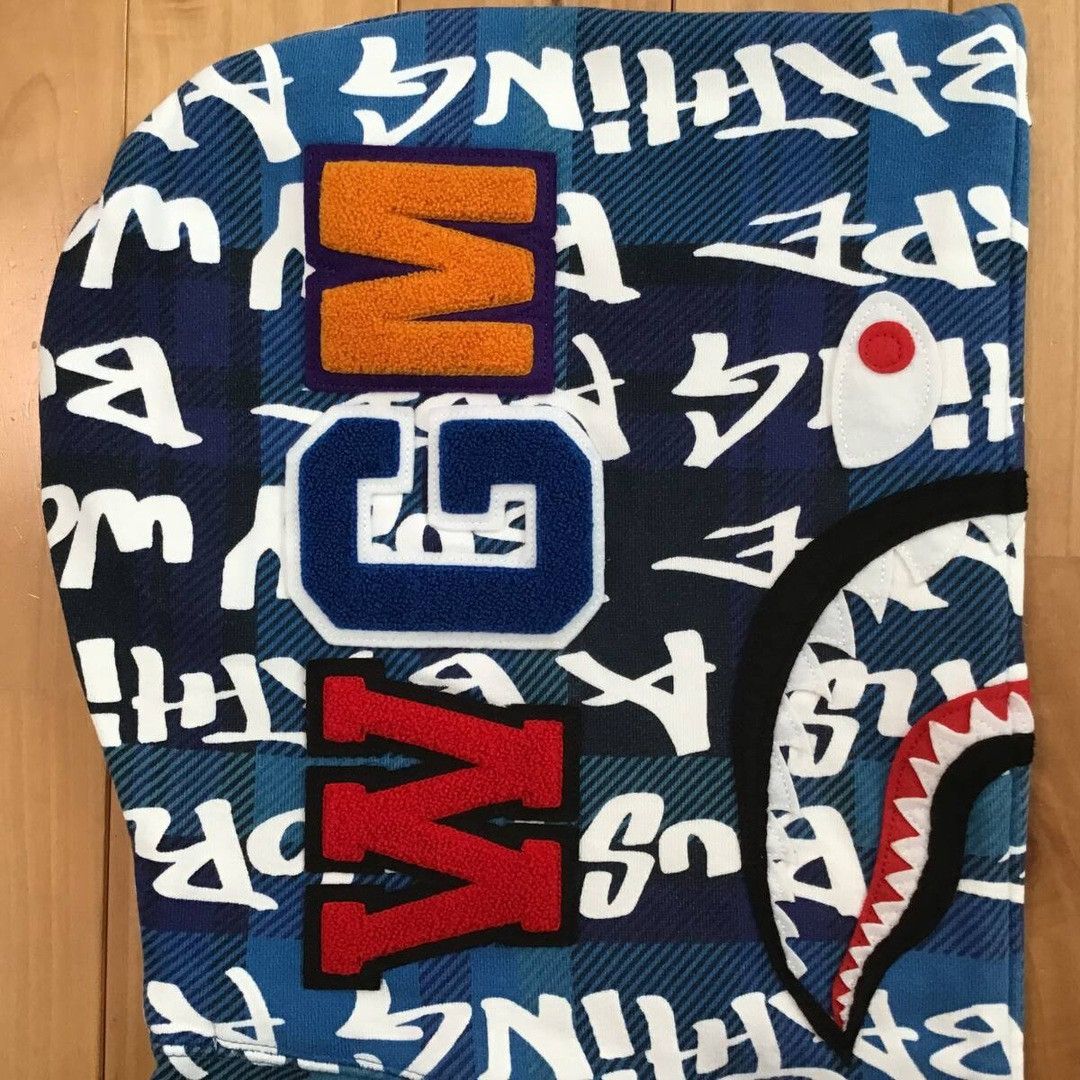 Bape BAPE GRAFFITI CHECK Shark Full Zip Hoodie a bathing ape Size US L / EU 52-54 / 3 - 4 Thumbnail