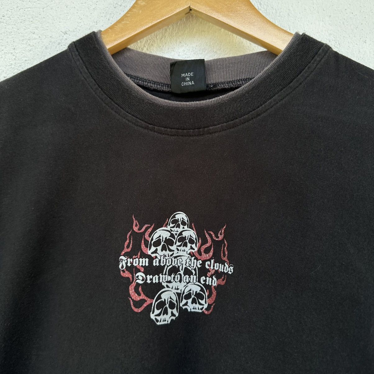 If Six Was Nine Vintage Grigri Skull Flame Punk Double Layer T Shirt Size US L / EU 52-54 / 3 - 5 Thumbnail