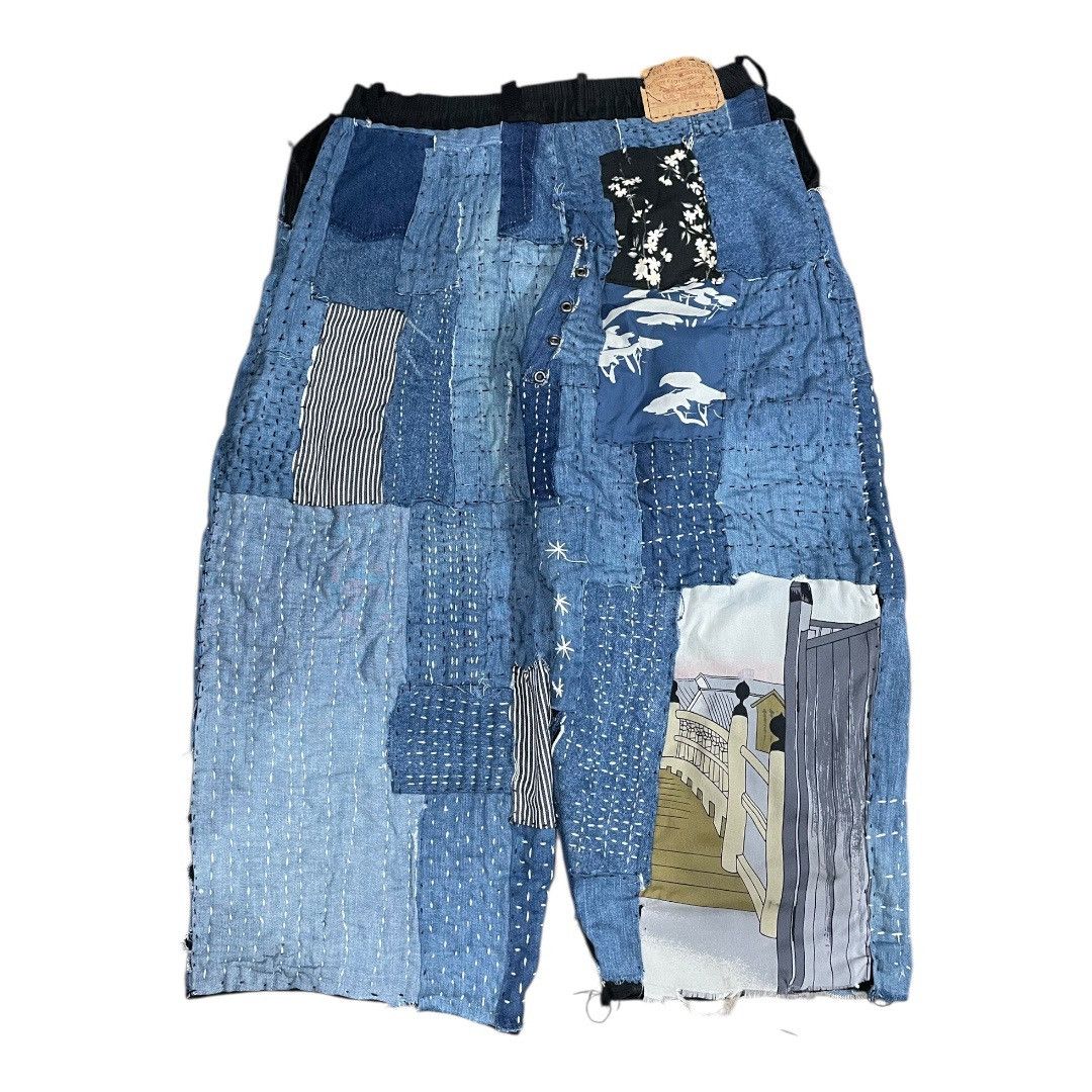 Handmade Sashiko Boro wide leg Handmade Japan USA Fabric Size US 34 / EU 50 - 6 Thumbnail