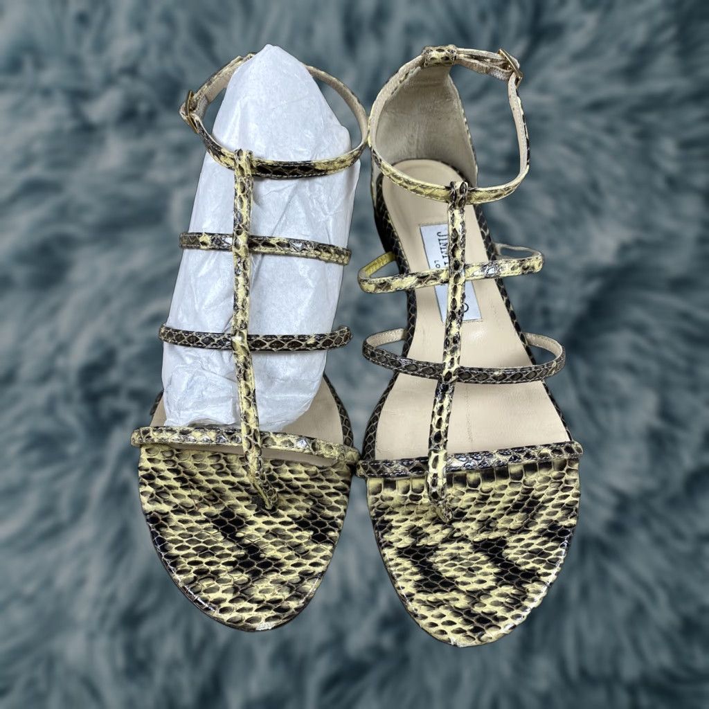 Jimmy Choo VINTAGE Jimmy Choo Snakeskin Elaphe Dory Gladiator Flat Thong Sandals Sz 36 6US EUC Women Gladiator Flat Sandals Snakeskin US 6 Womens Size US 6 / IT 36 - 1 Thumbnail