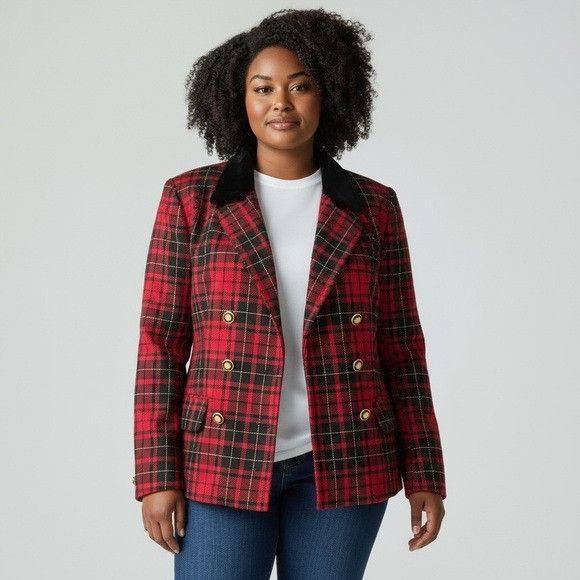 JH Collectibles Vintage JH Collectibles 100% Wool Red and Black Plaid Double Size XXL / US 16-18 / IT 52-54 - 1 Thumbnail