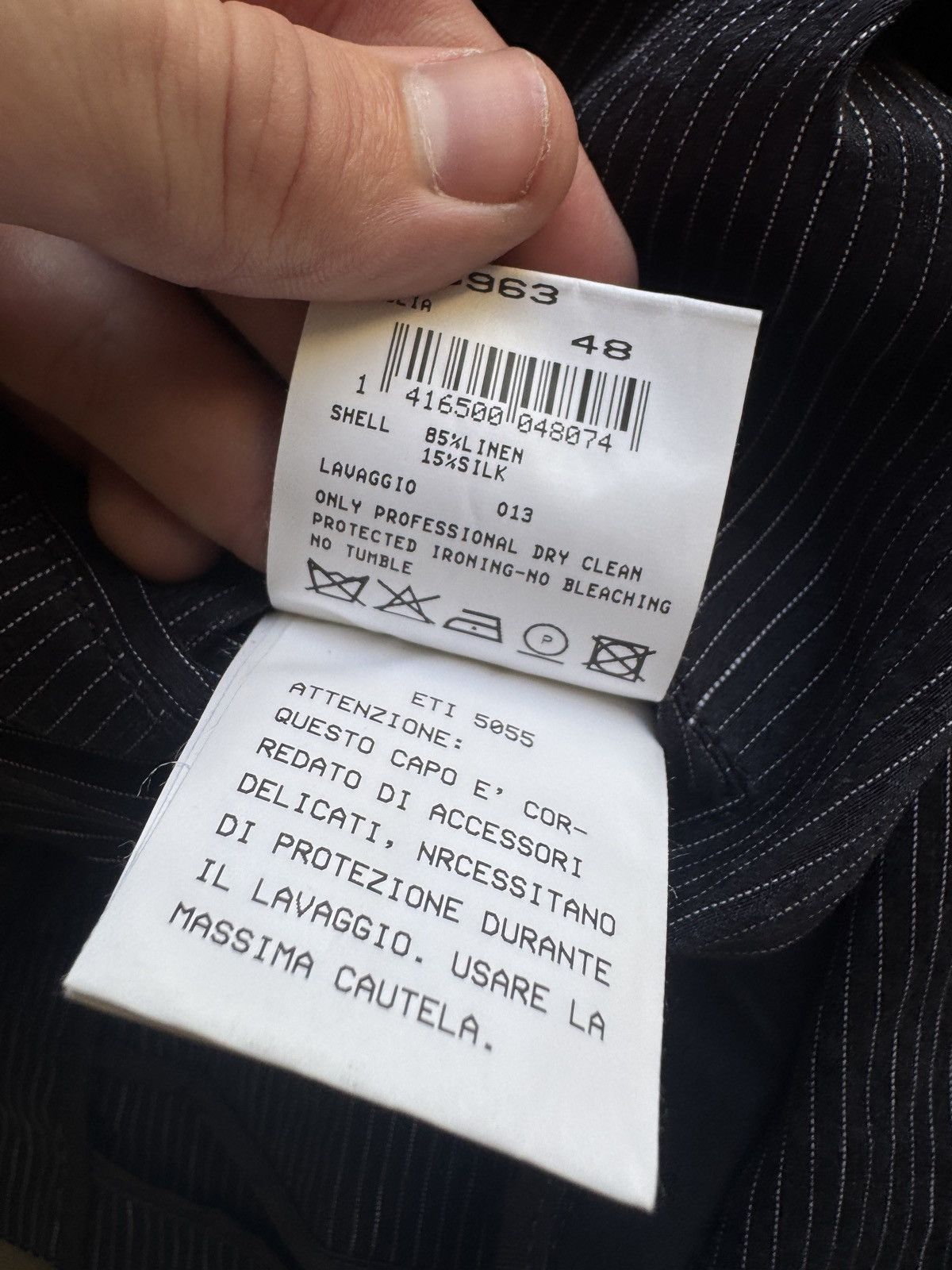 Giorgio Armani Giorgio Armani Black Label Striped Linen & Silk Jacket Size 38R - 9 Thumbnail