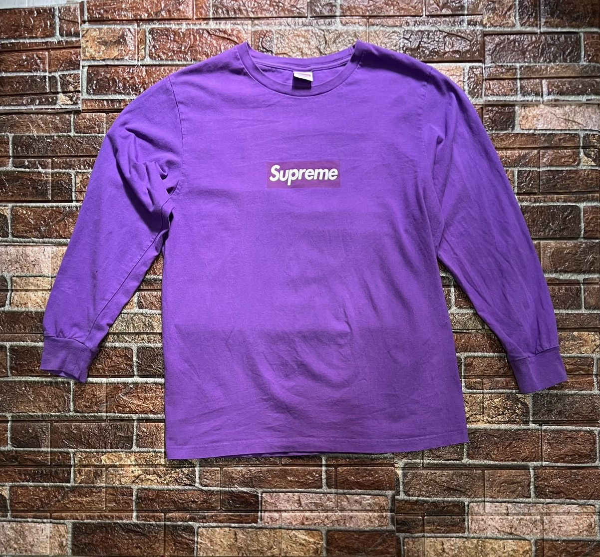 Supreme Box Logo Long Sleeve T Shirt Purple