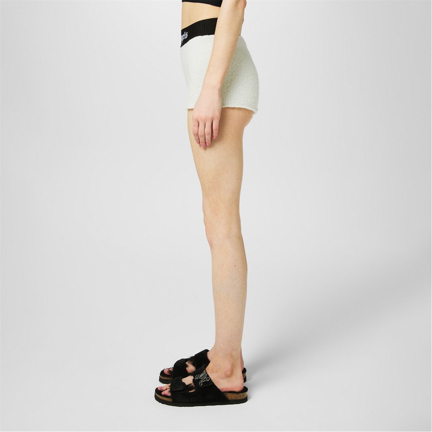 Palm Angels o1g2r1mq0325 Bouclé Logo Short in Off White & Black Size 27" / US 4 / IT 40 - 4 Thumbnail