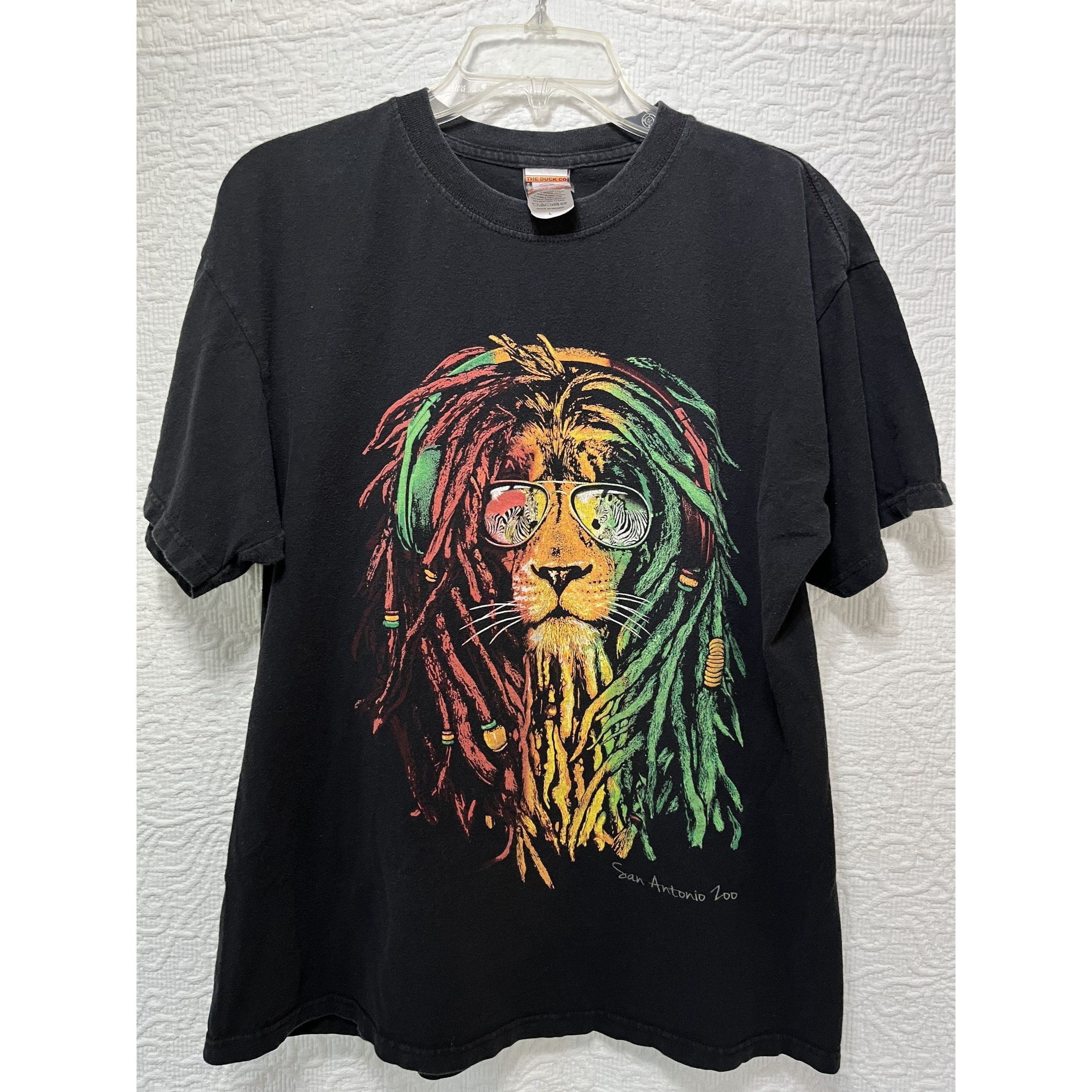 Vintage Rasta Reggae Lion Dreads San Antonio Zoo Black Tshirt Mens S Size US L / EU 52-54 / 3 - 2 Thumbnail