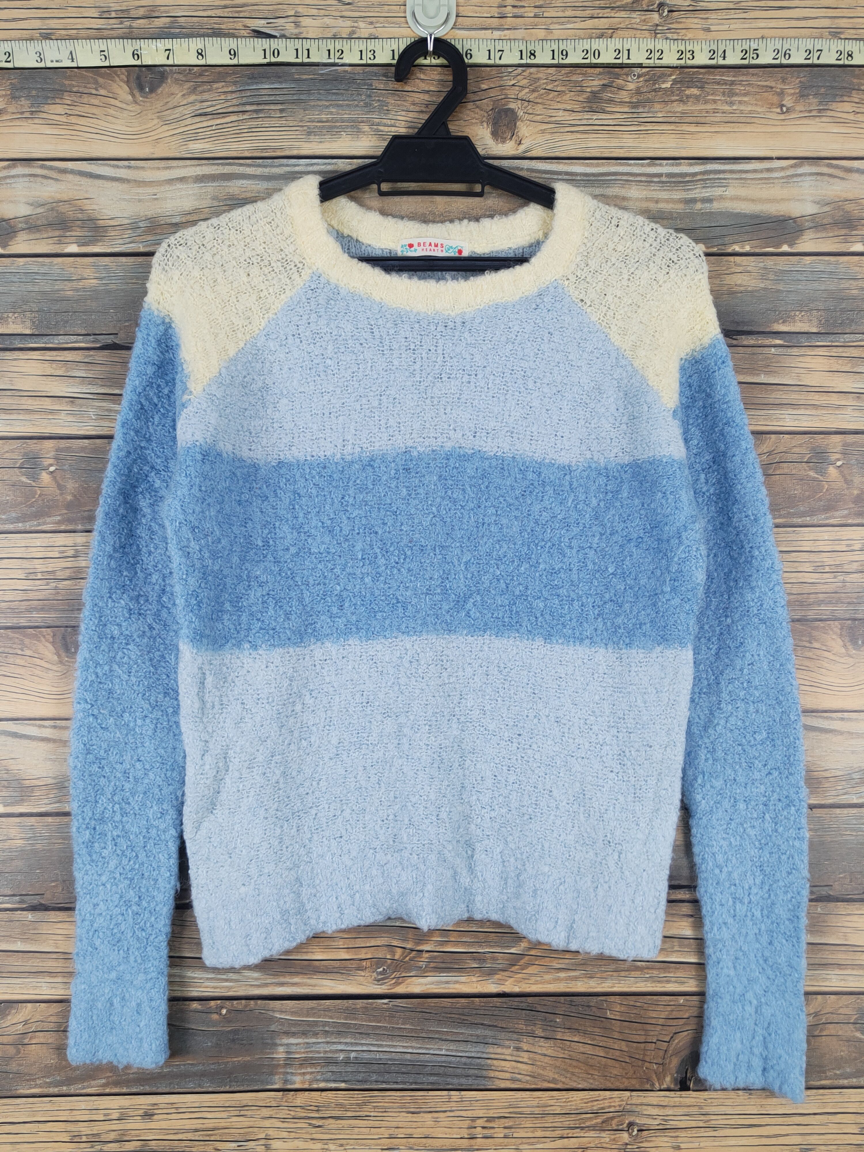 Homespun Knitwear Beams Heart Blue Knitwear Sweatshirts #W1272 Size S / US 4 / IT 40 - 1 Thumbnail