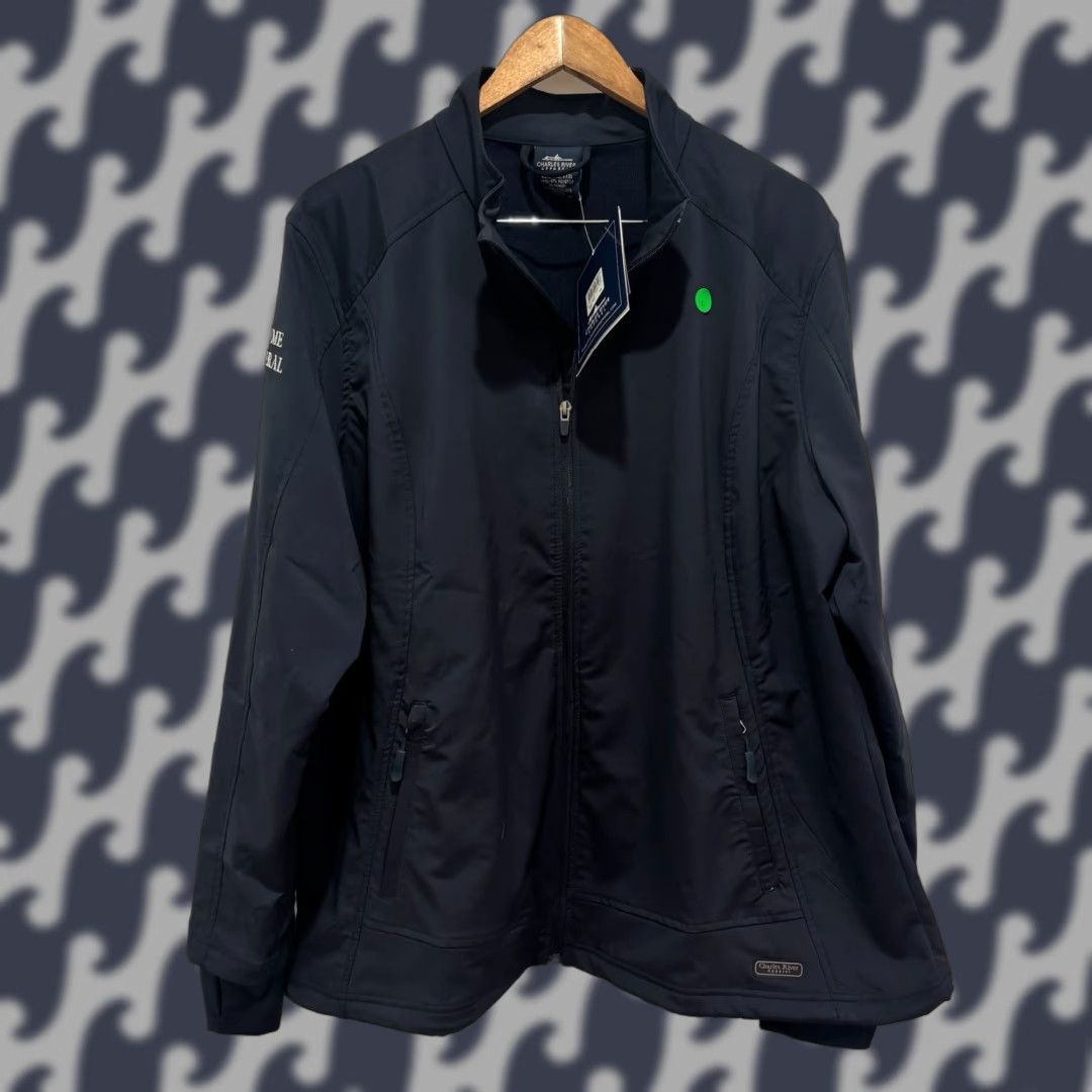 Vintage Charles River Apparel NWT Navy Blue Softshell Jacket 3XL Zip Pockets Logo Windbreaker Men Regular Fit Fall Winter Spring Size US XXL / EU 58 / 5 - 1 Thumbnail