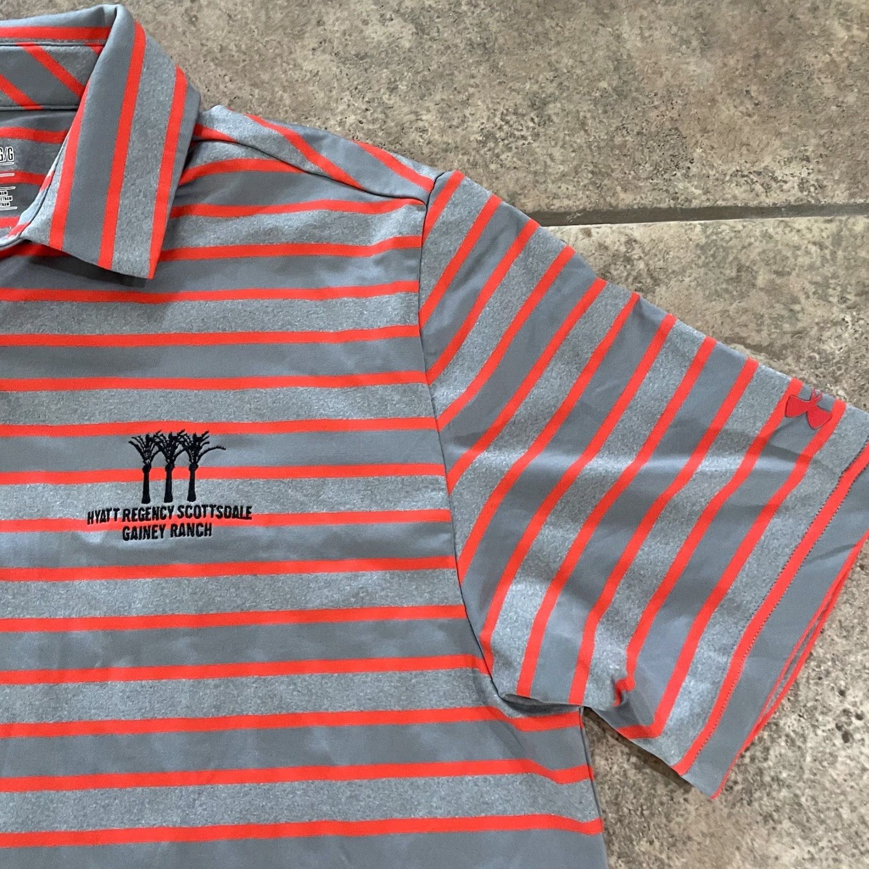 Under Armour Under Armour HeatGear Polo Shirt Mens Size L Striped Orange Athletic Polo Shirt Mens L Size US L / EU 52-54 / 3 - 2 Thumbnail