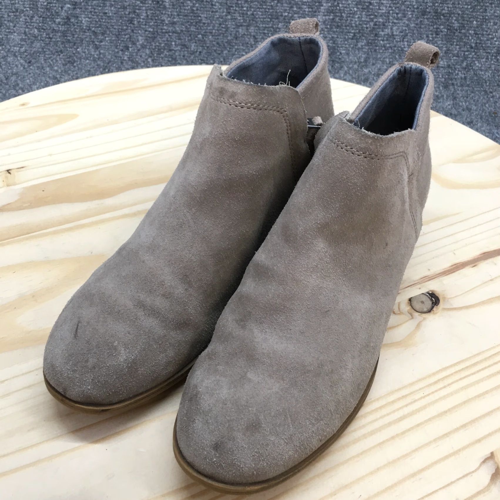 Toms TOMS Boots Womens 8.5 Deia Casual Slip On Ankle Bootie Taupe Suede Brown Leather Ultralight Zipper Casual 10009622 Boots Womens Size US 9 / IT 39 - 3 Thumbnail