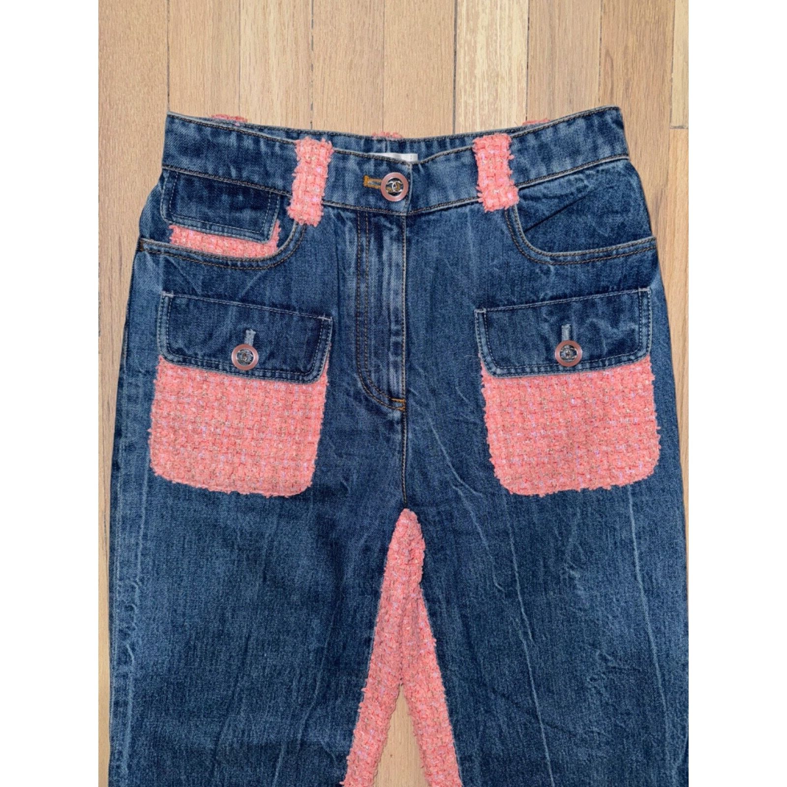 Chanel Chanel Gold Iridescent Tweed CC Logo Button Regular Jeans 38 Size 26" / US 2 / IT 38 - 4 Thumbnail