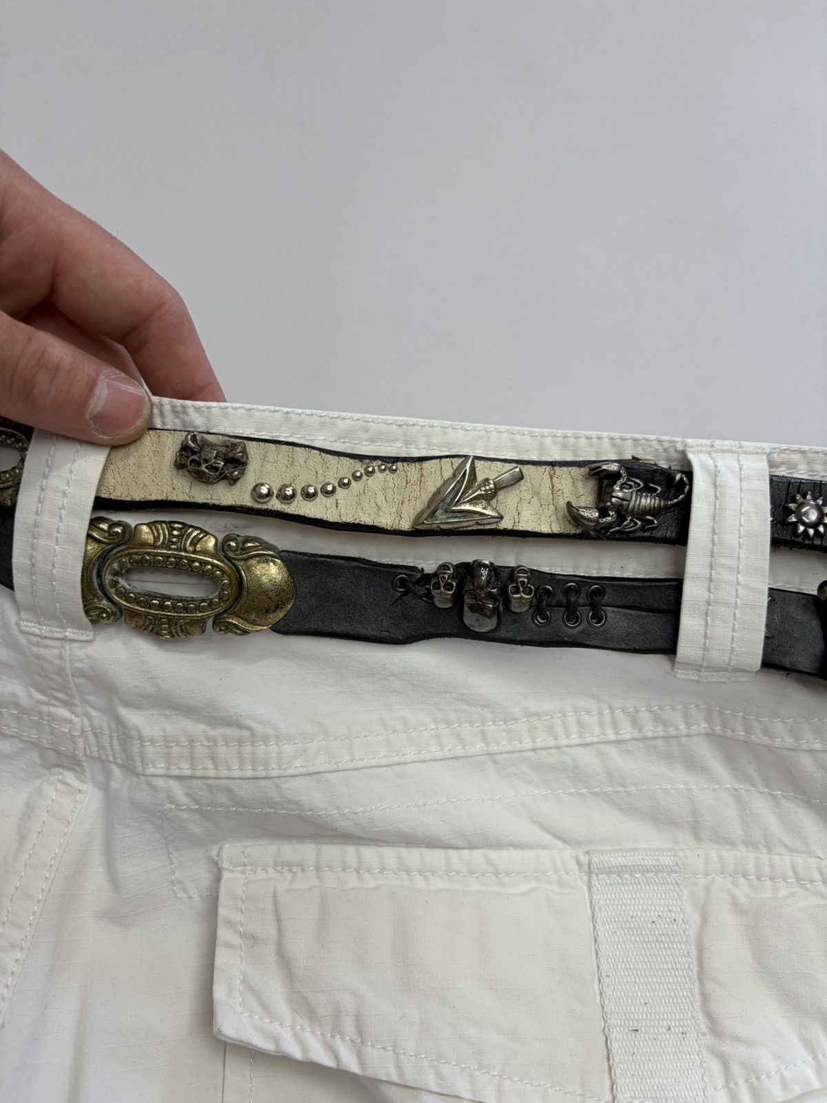 If Six Was Nine Vintage Studded Leather Tribal Belt Y2K Punk Grunge Rockstar Size 34 - 6 Thumbnail