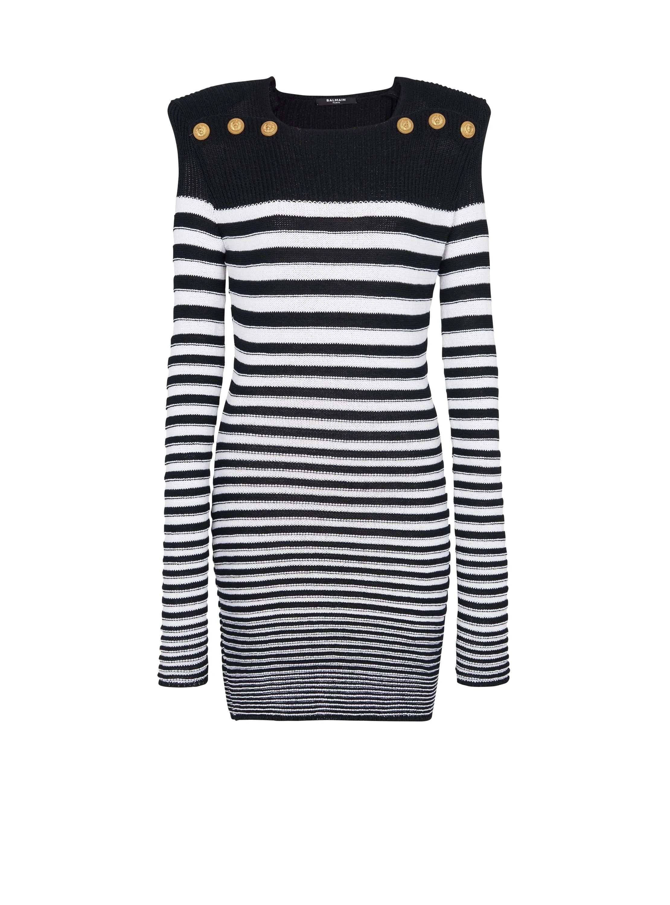 Image of Balmain O1Srvl11E0524 Mini Dress In Black White, Women's (Size XL)