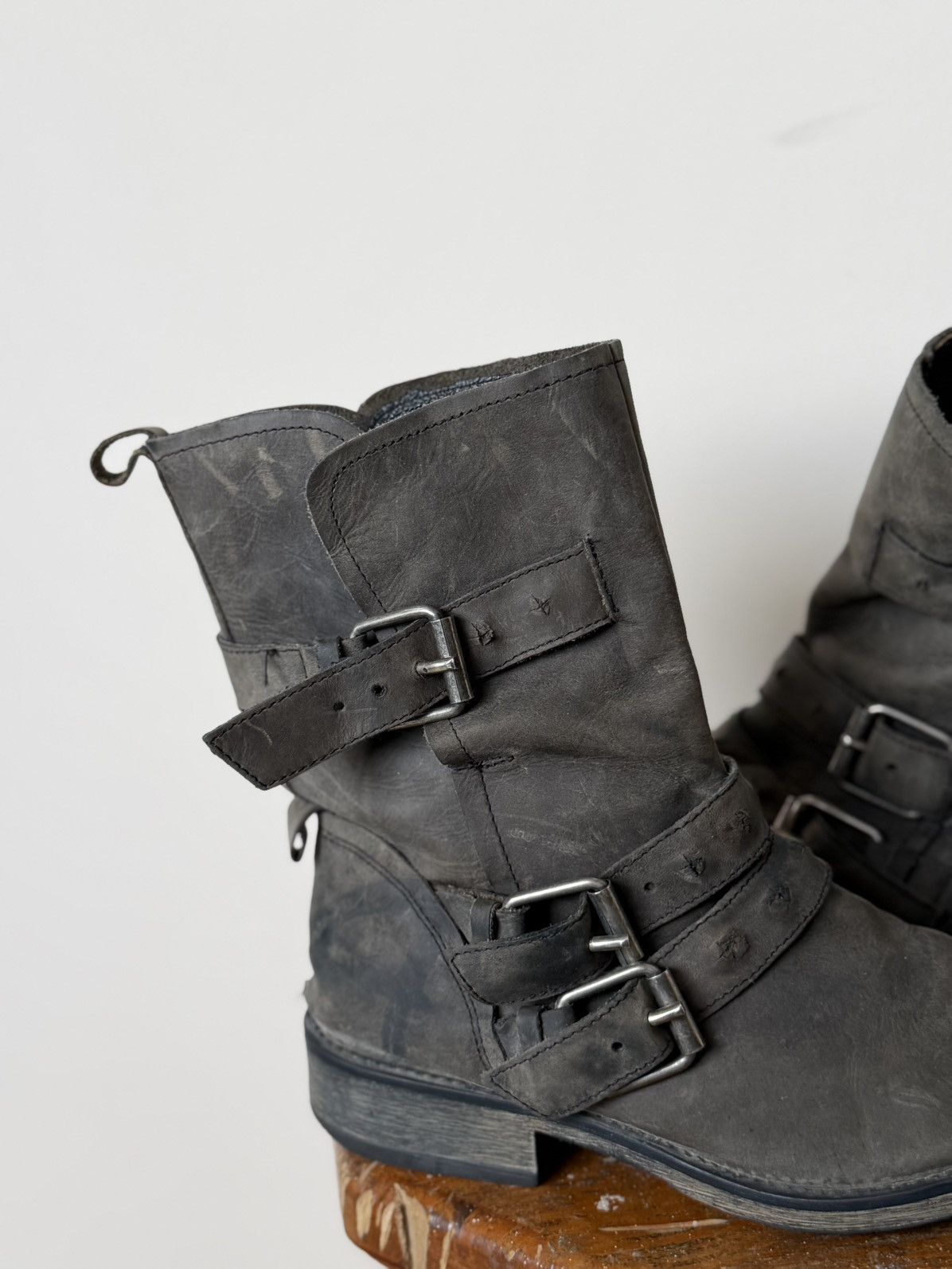 Japanese Brand Black Suede Distressed belted Ankle boots Vintage A.S. 98 Size US 8 / EU 41 - 5 Thumbnail