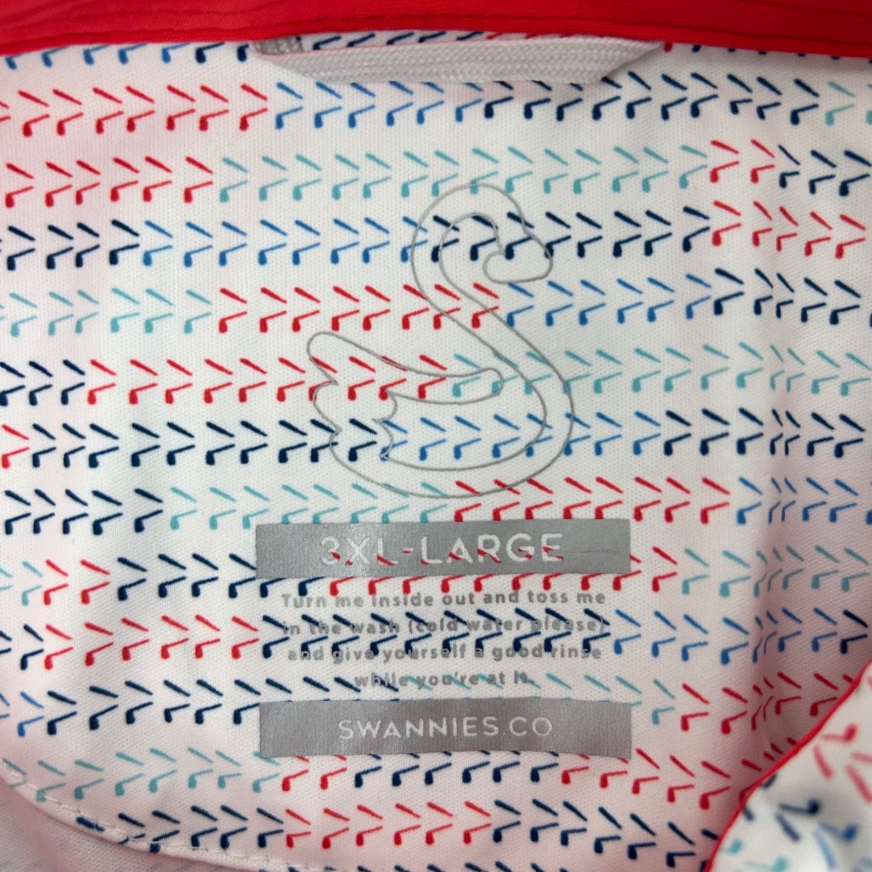 Vintage SWANNIES Men 3XL White Blue Red Geometric Print Polo Shirt Short Sleeve Golf Shirt Polo Size US XXL / EU 58 / 5 - 4 Thumbnail