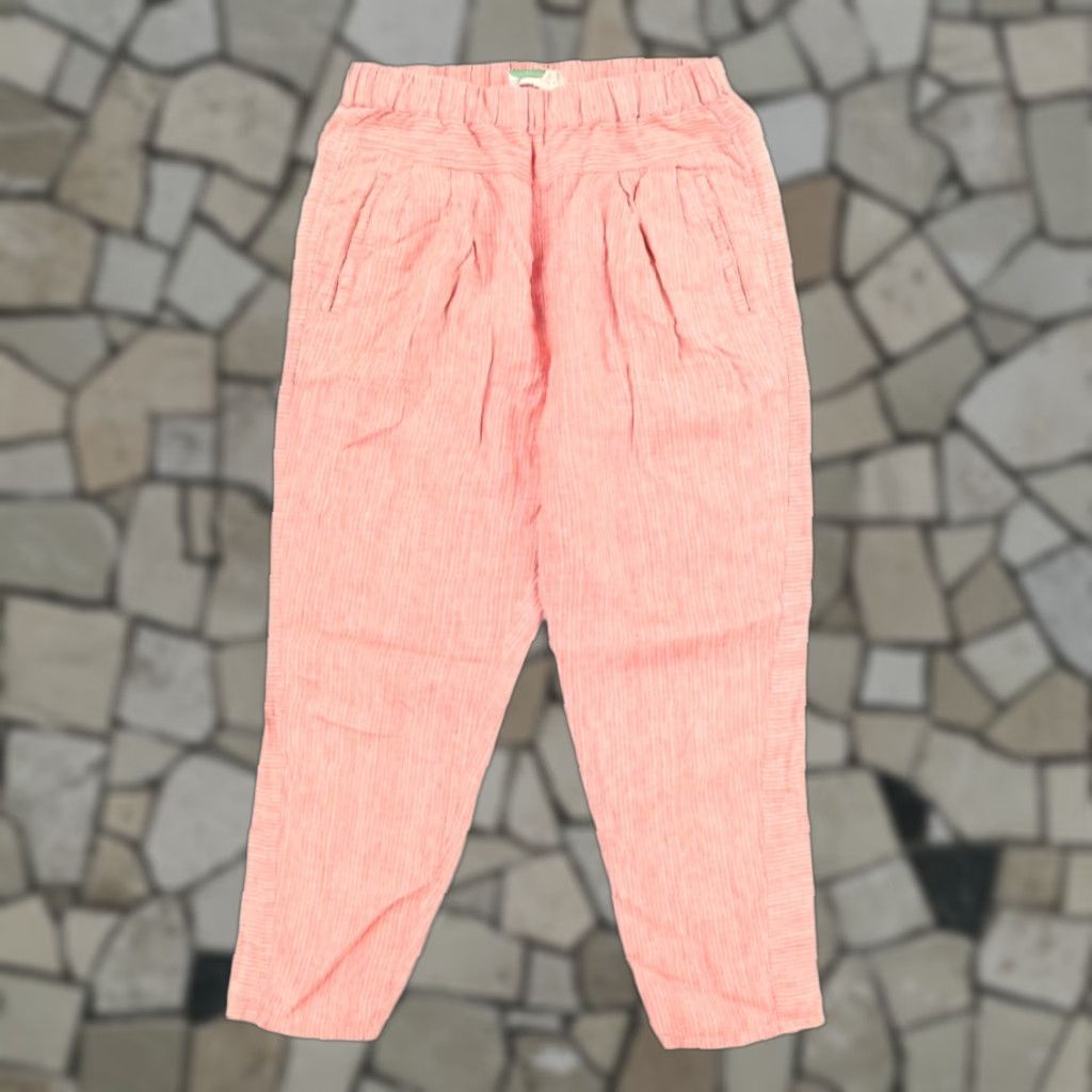 Anthropologie VINTAGE Anthropologie Baggy Linen Twill Chino Pants Red Striped Women's S Size 28" / US 6 / IT 42 - 1 Thumbnail
