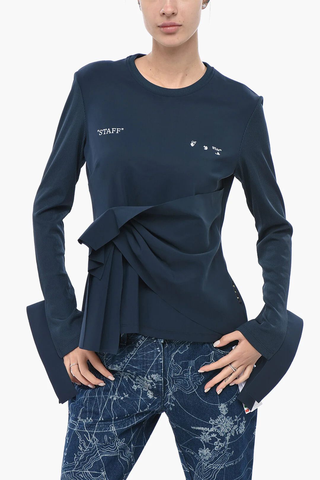 Off-White og1mm0426 Long Sleeve T-Shirt in Blue Size L / US 10 / IT 46 - 1 Thumbnail