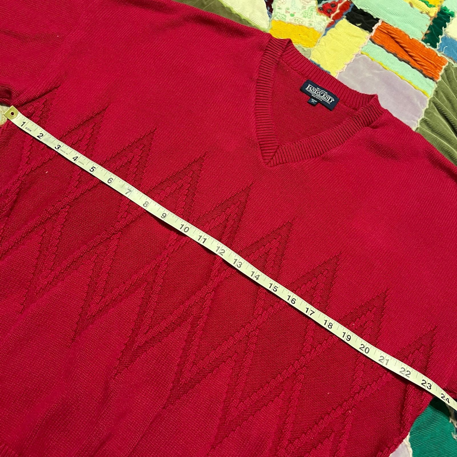 Lands' End Vintage Lands End Woven Wrap Around Red Sweater XL Size US XL / EU 56 / 4 - 5 Thumbnail