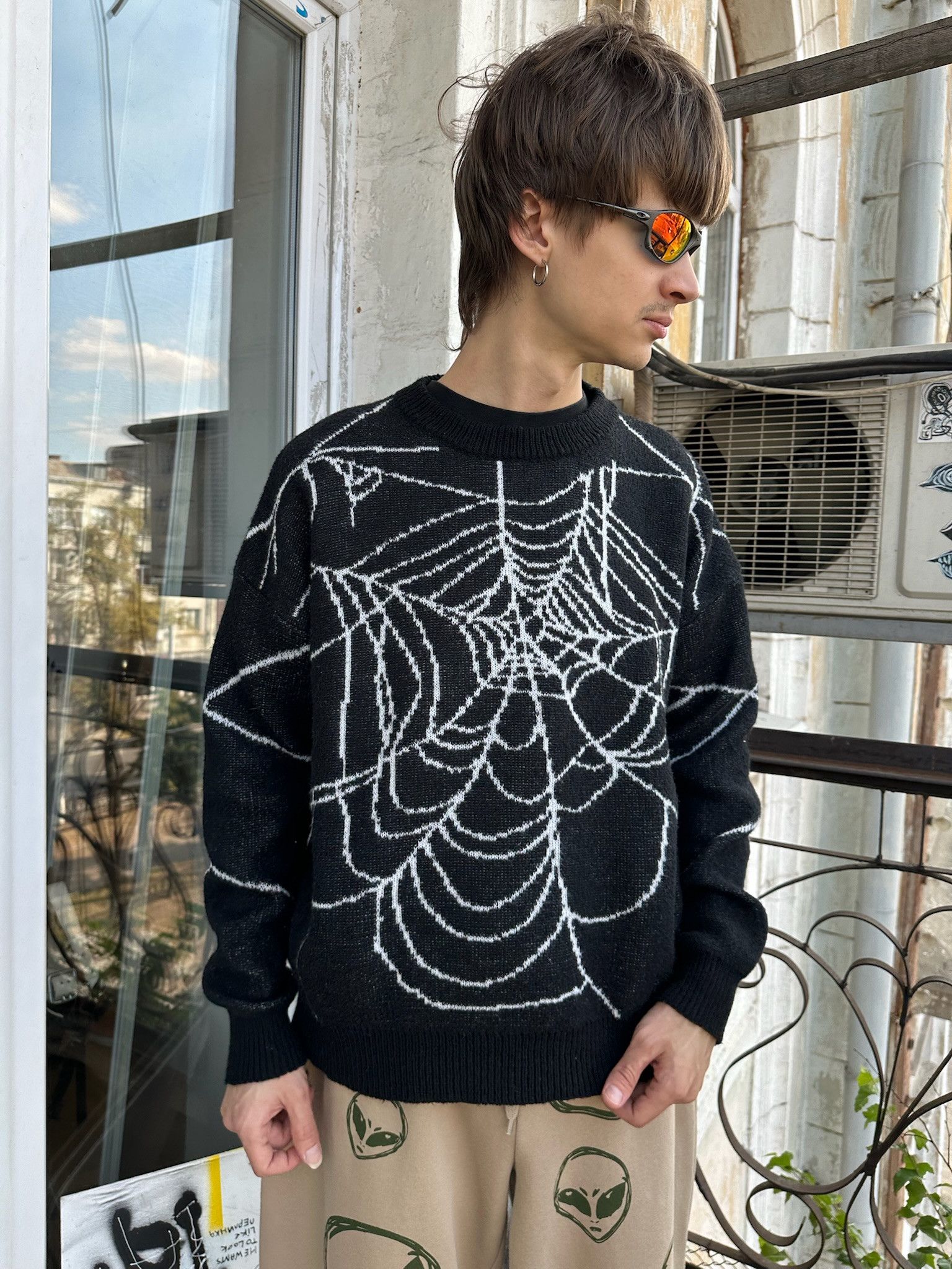Vintage Spider Web Sweater Pullover y2k Size US L / EU 52-54 / 3 - 6 Thumbnail
