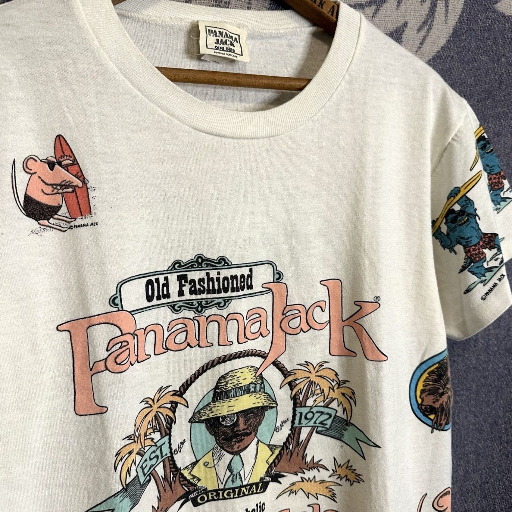 Panama Jack VINTAGE Panama Jack T-Shirt Unisex Adults Beach White 80s 90s Graphic Print Logo Crew Neck Short Sleeve S Size US S / EU 44-46 / 1 - 2 Thumbnail