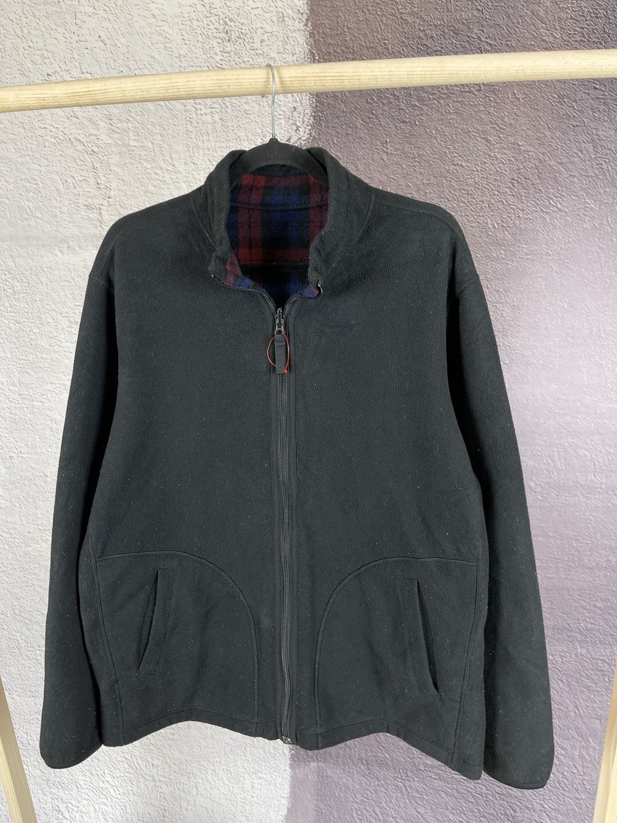Japanese Brand UNIQLO reversible checkered/black fleece full zip sweater Size US XL / EU 56 / 4 - 10 Thumbnail