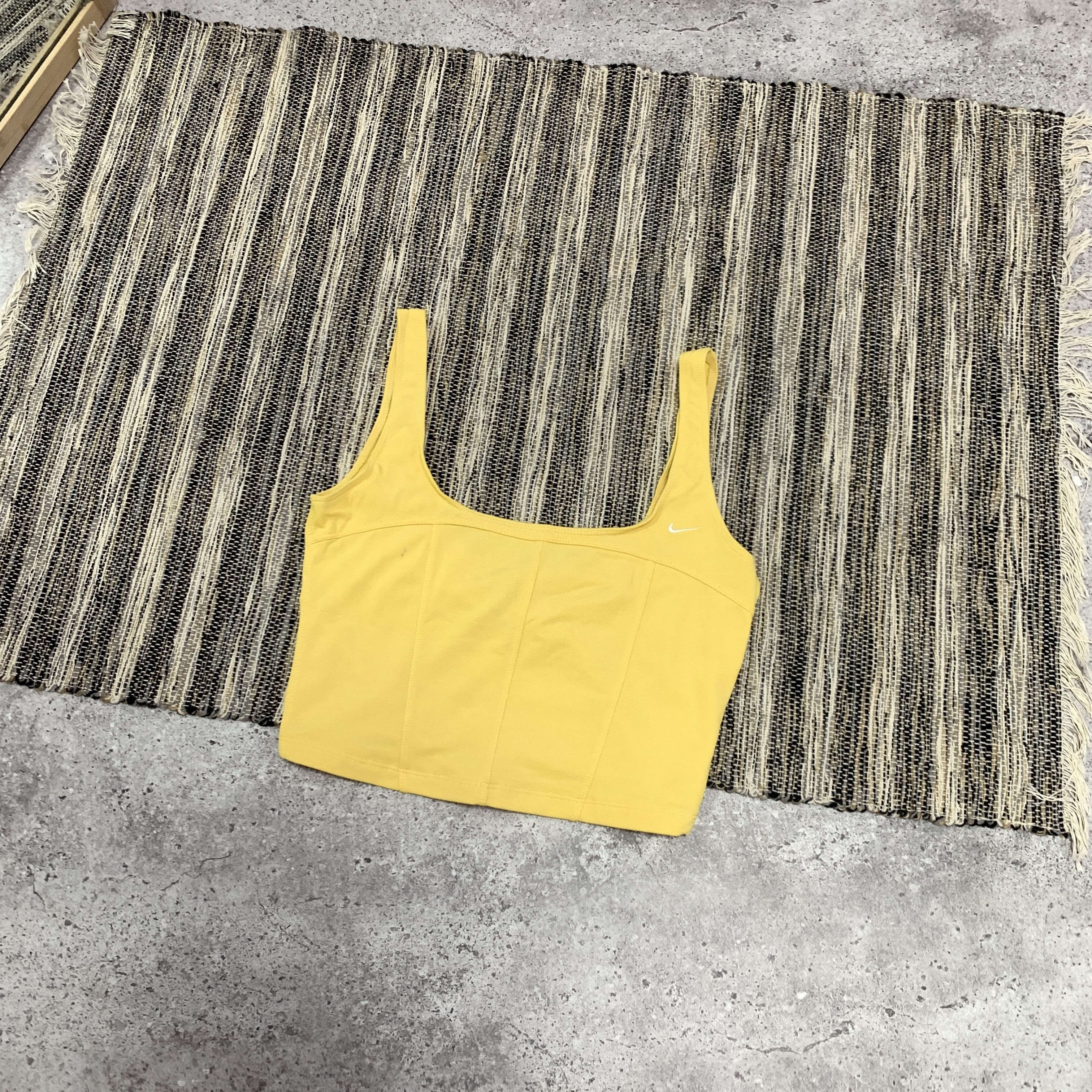 Nike Vintage Nike 90s Icon Swoosh Women's Yellow Crop Top Tank Size L / US 10 / IT 46 - 1 Thumbnail