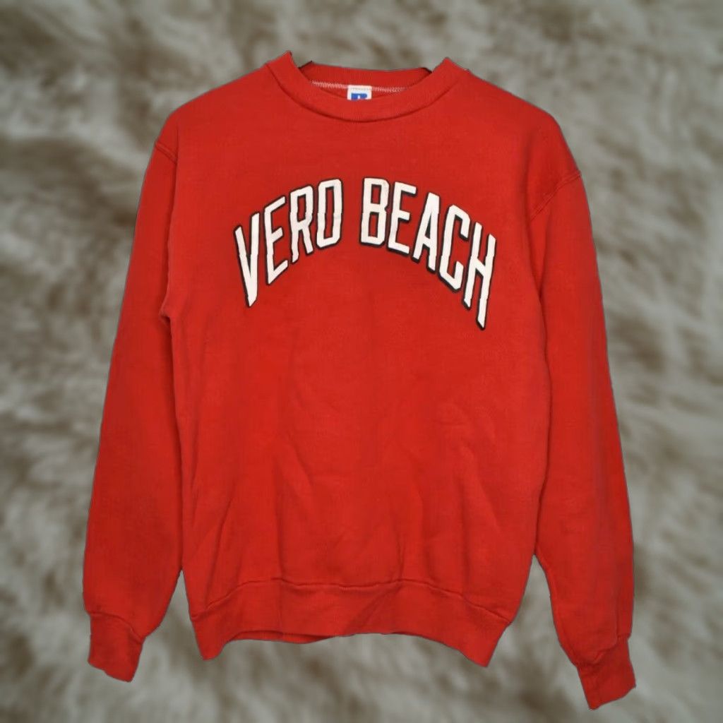 Russell Athletic VINTAGE Russell Athletic Sweatshirt Red USA Florida Vero Beach Cotton Crew Neck Long Sleeve Unisex Adults S Graphic Print Pullover Size US S / EU 44-46 / 1 - 1 Thumbnail