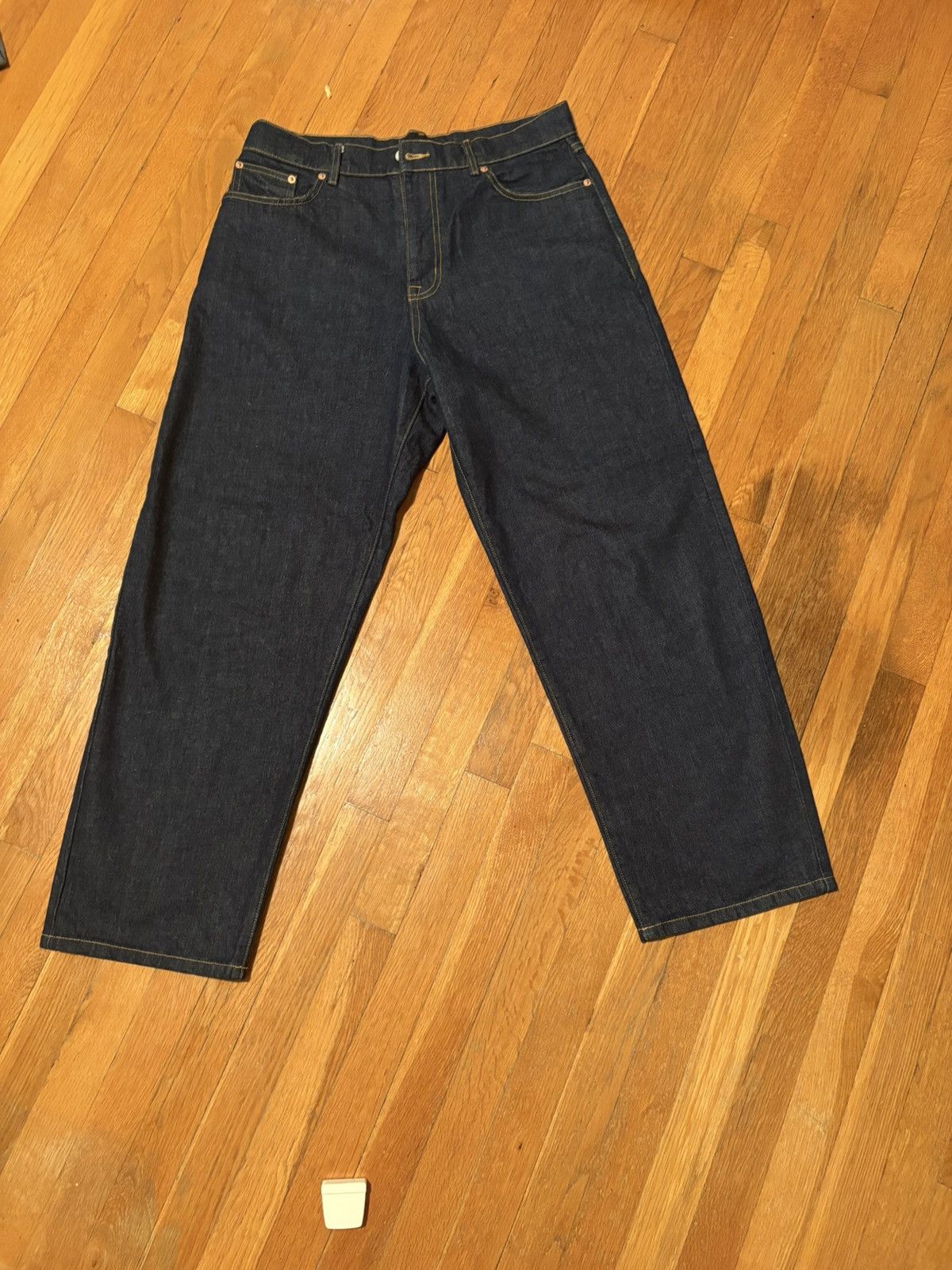 Palace Palace Yellow “Chain Script” Indigo Denim Size US 32 / EU 48 - 2 Thumbnail