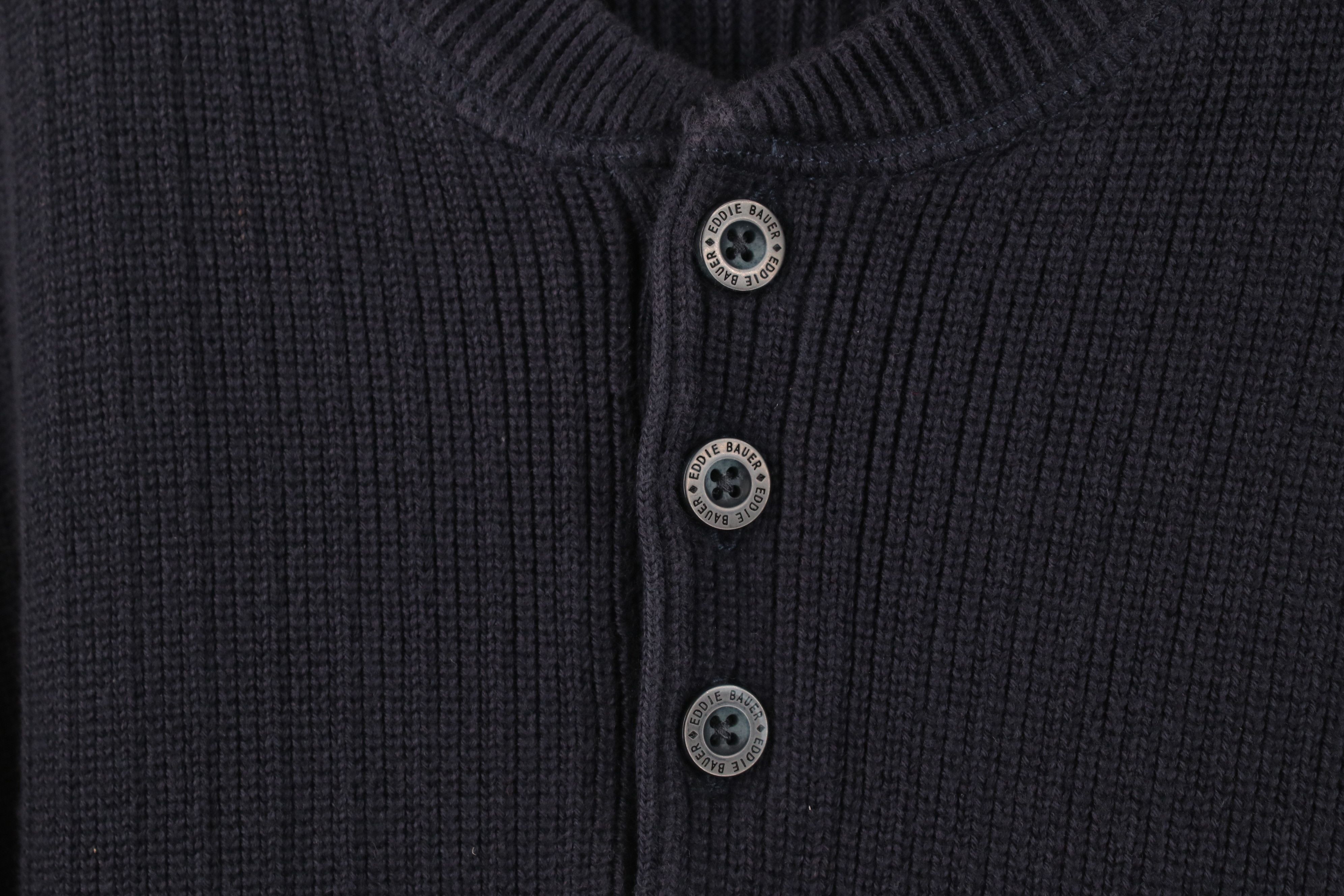 Eddie Bauer Vintage 90s Y2K Eddie Bauer Ribbed Knit Henley Sweater Blue Size US XL / EU 56 / 4 - 4 Thumbnail