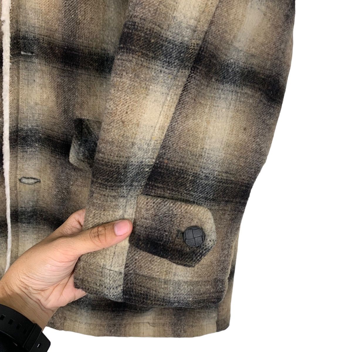 Japanese Brand JUNGLE STORM Shadow Plaid Sherpa Wool Jacket #1053-C47 Size US L / EU 52-54 / 3 - 13 Thumbnail